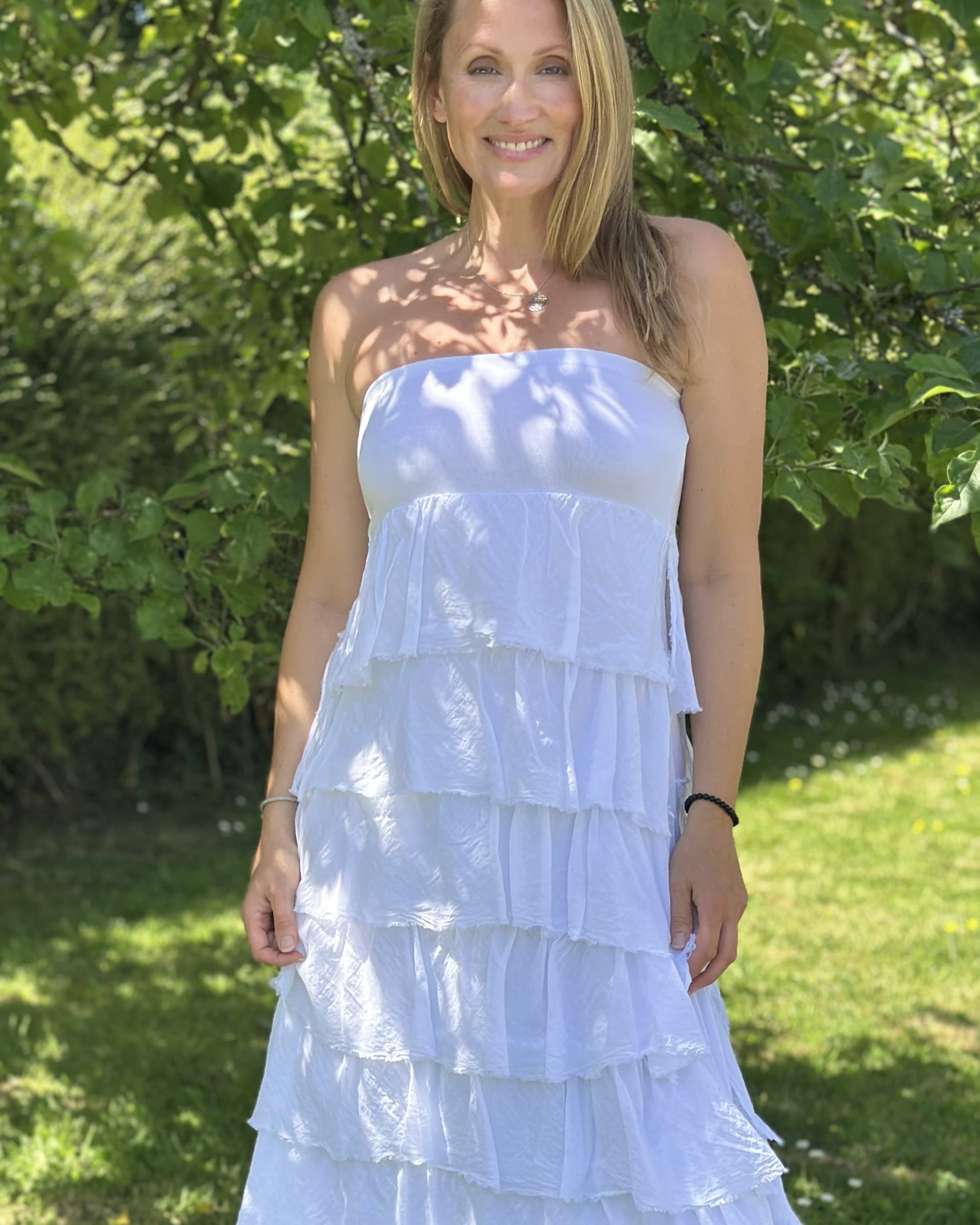Clothing Strapless Ruffle Dress/Maxi Skirt - White