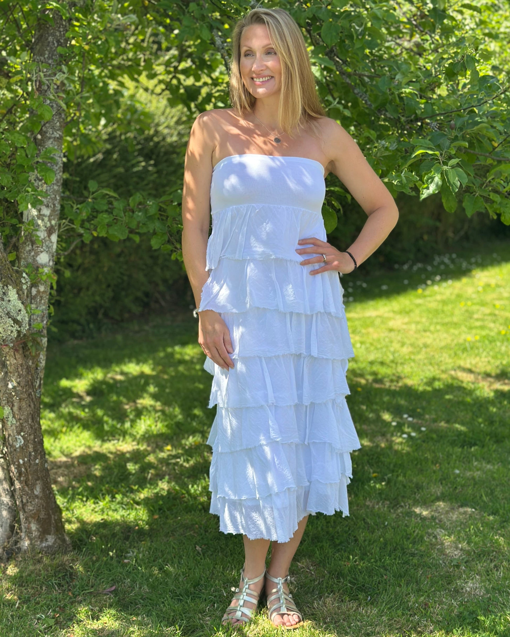 Clothing Strapless Ruffle Dress/Maxi Skirt - White