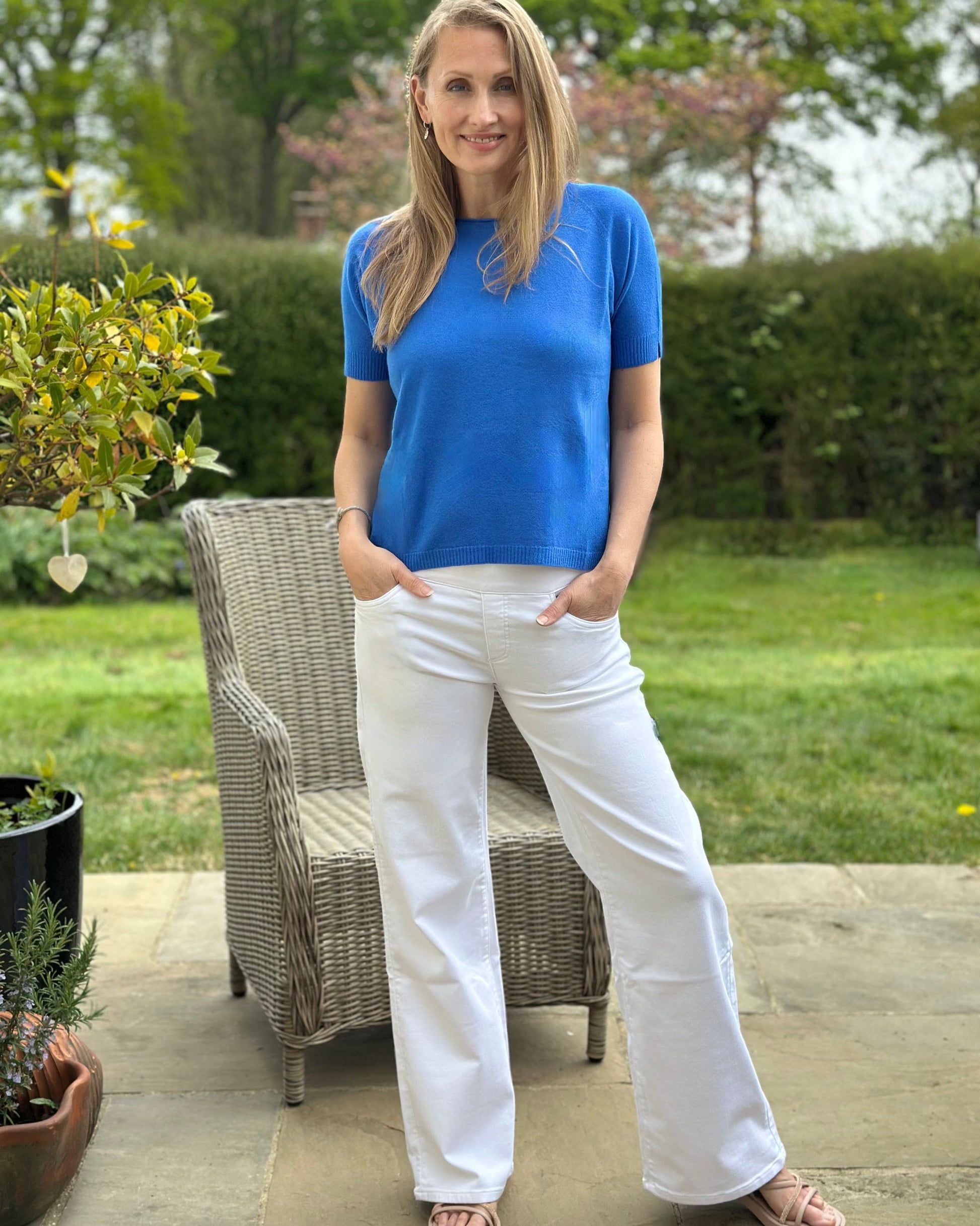 Clothing Stretchy Waist flared Jeans - White Denim