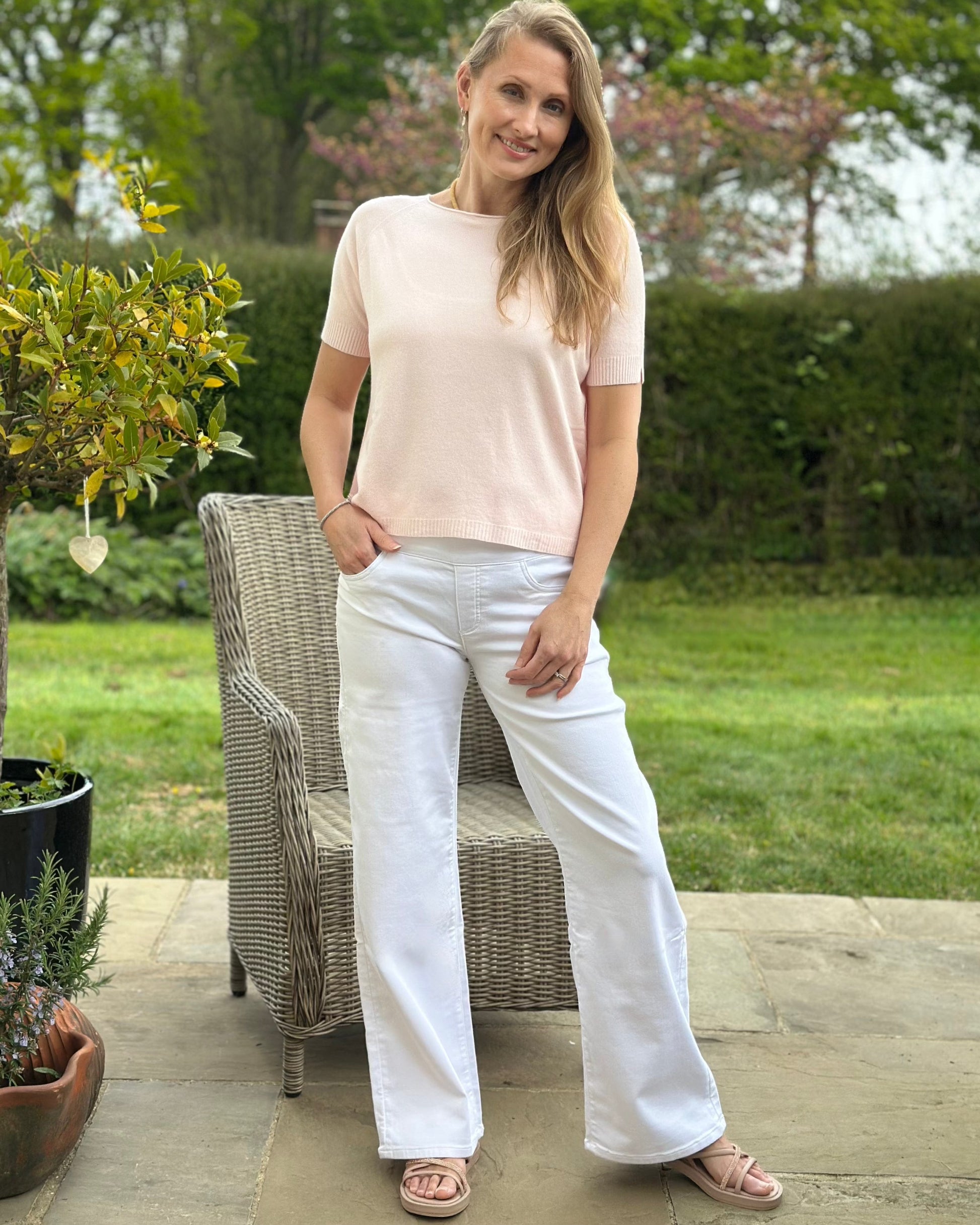 Clothing Stretchy Waist flared Jeans - White Denim