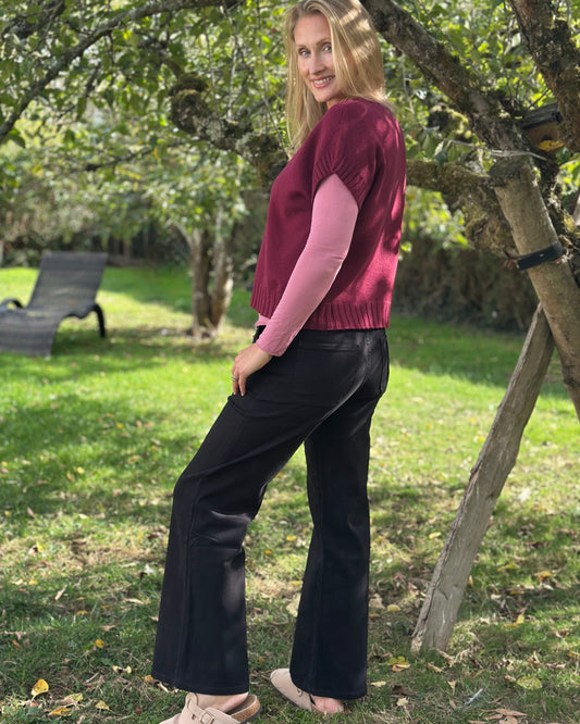 Clothing Stretchy Wide Leg Jeans - Black