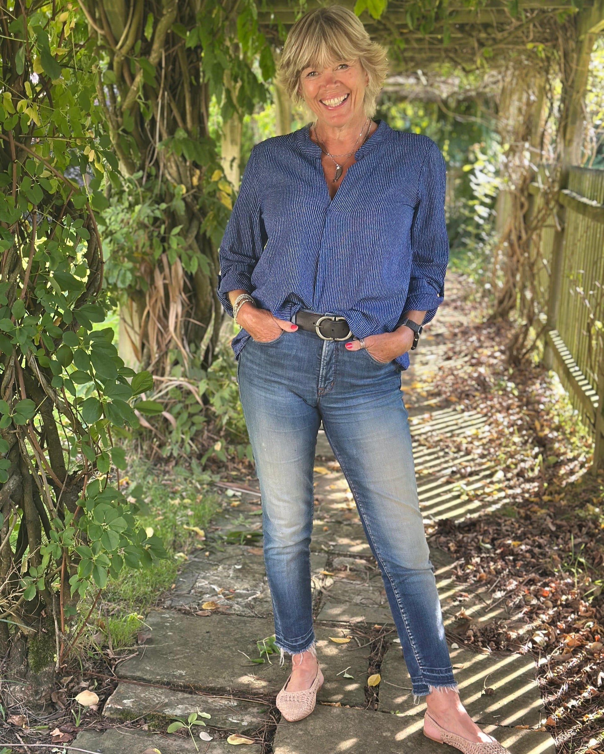 clothing Stripe Cotton Shirt - Blue