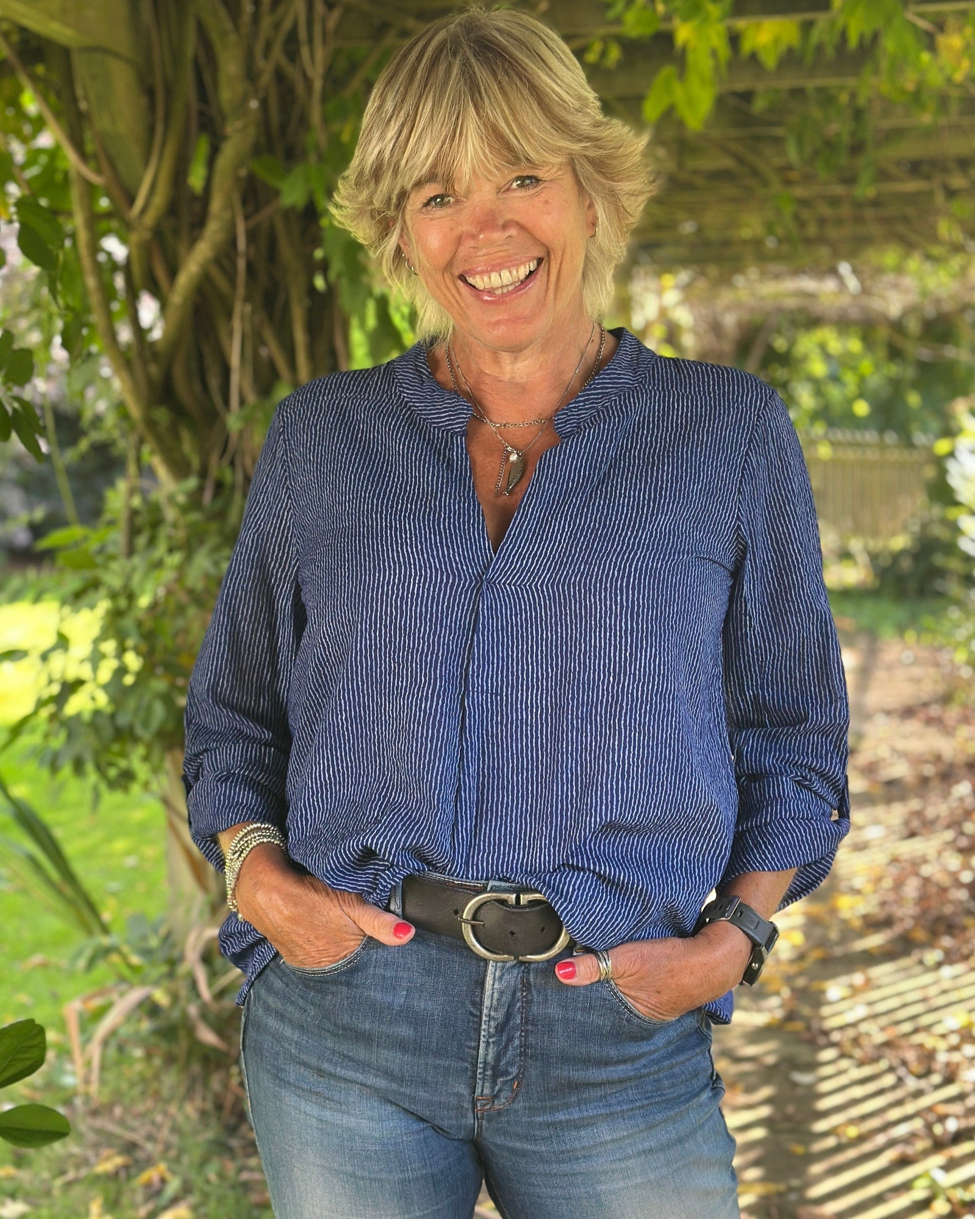 clothing Stripe Cotton Shirt - Blue