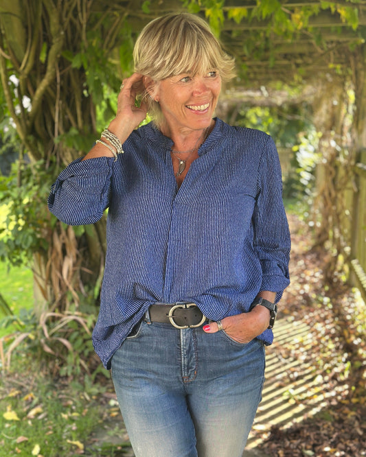 clothing Stripe Cotton Shirt - Blue