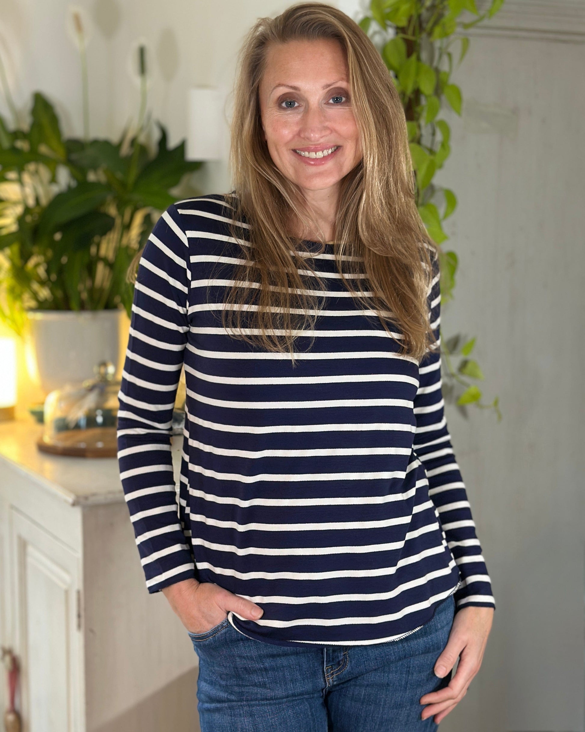 Clothing Striped Long Sleeve T Shirt - Navy/White