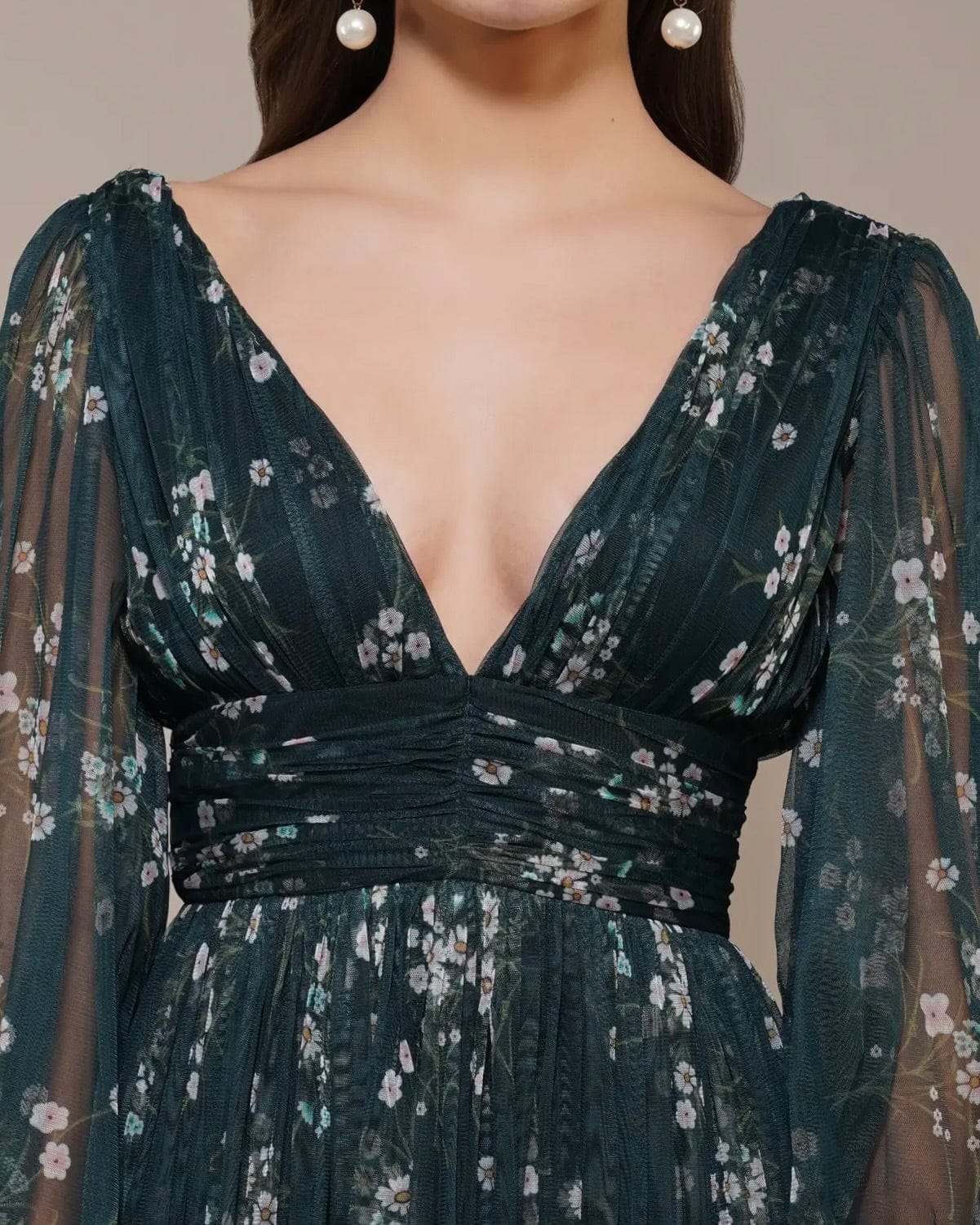 Clothing Teal Tulle Maxi Dress - Lace & Beads