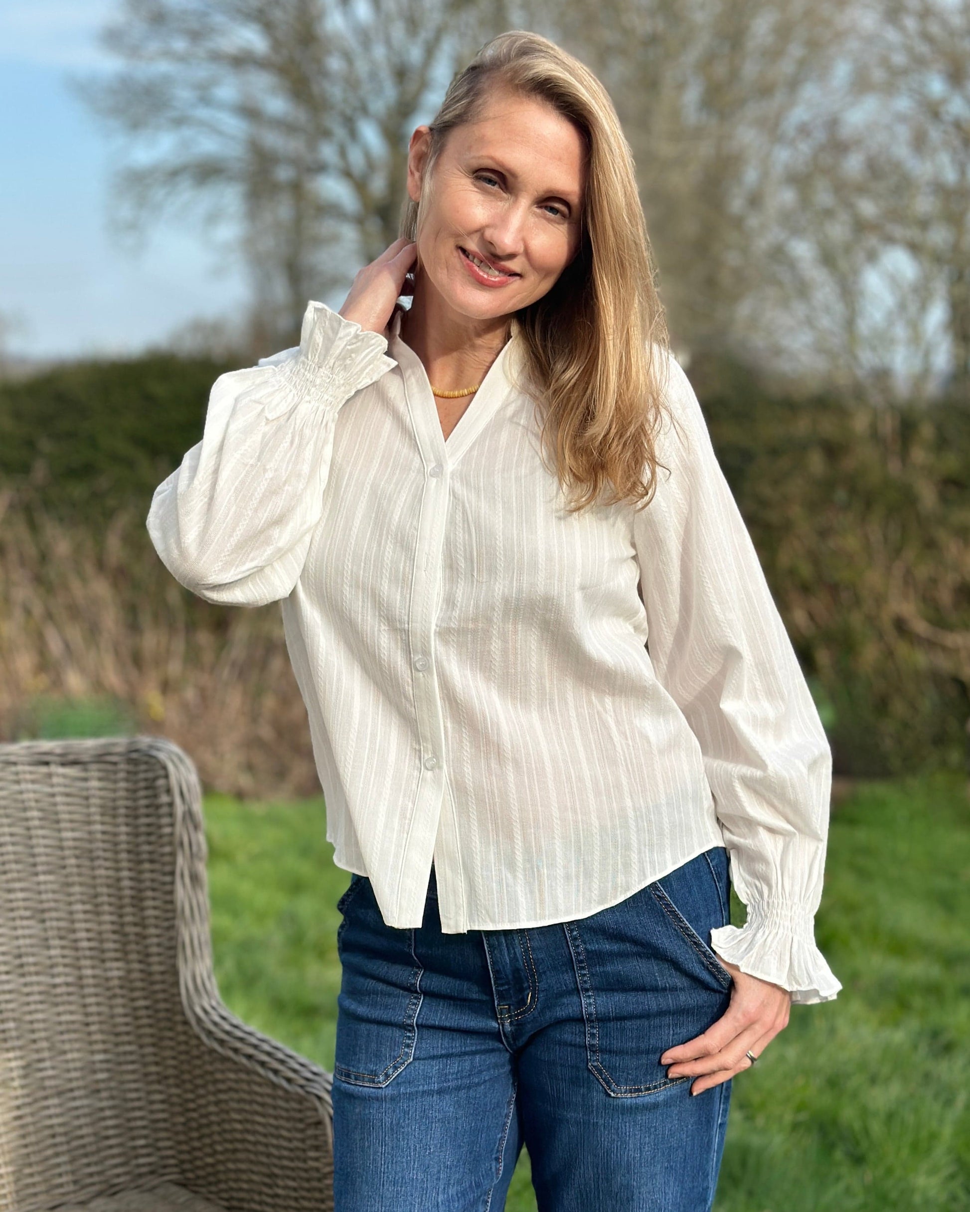 Clothing Theresa Embroidered Blouse - White