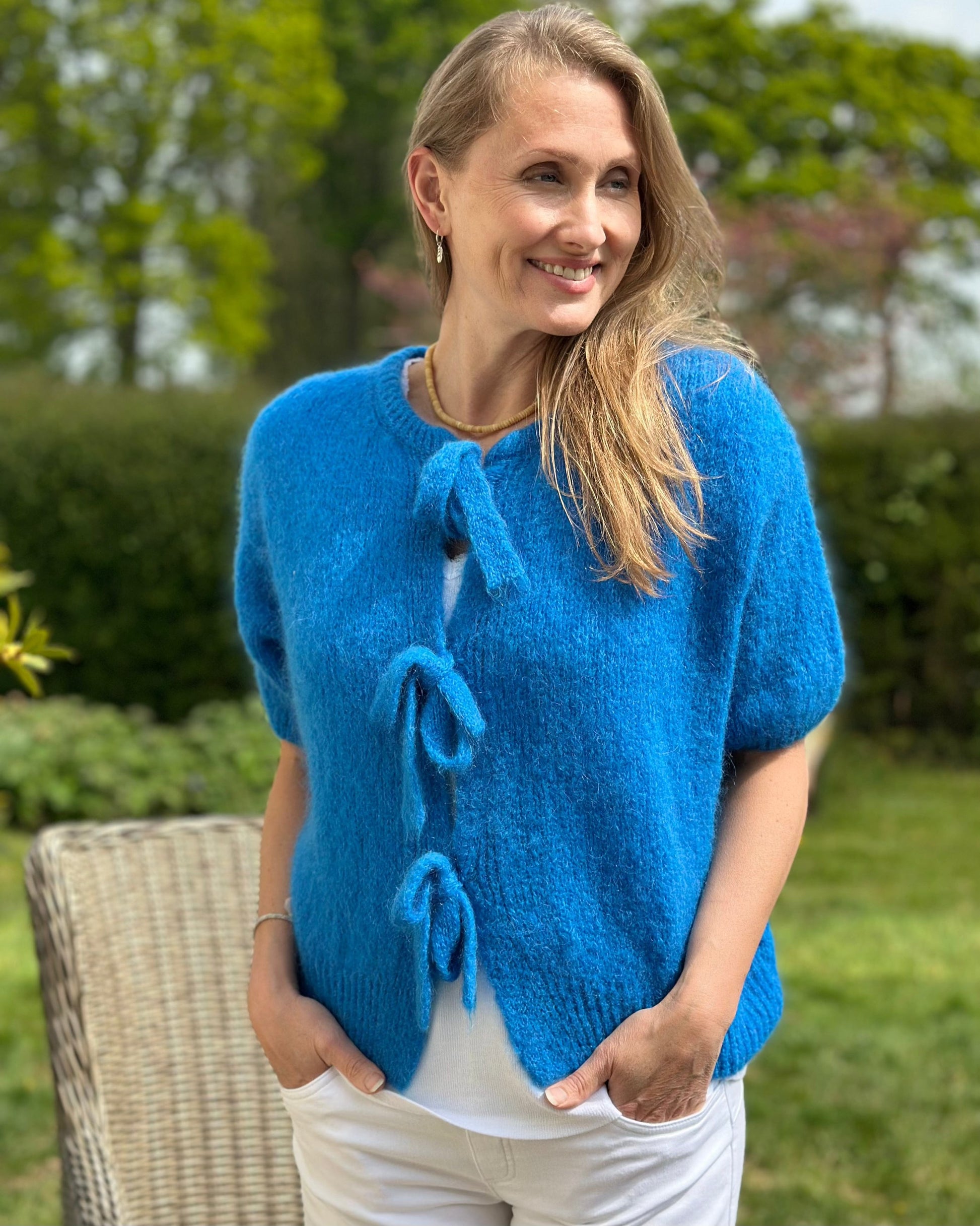 Clothing Tie-Front Mohair Cardigan - Blue