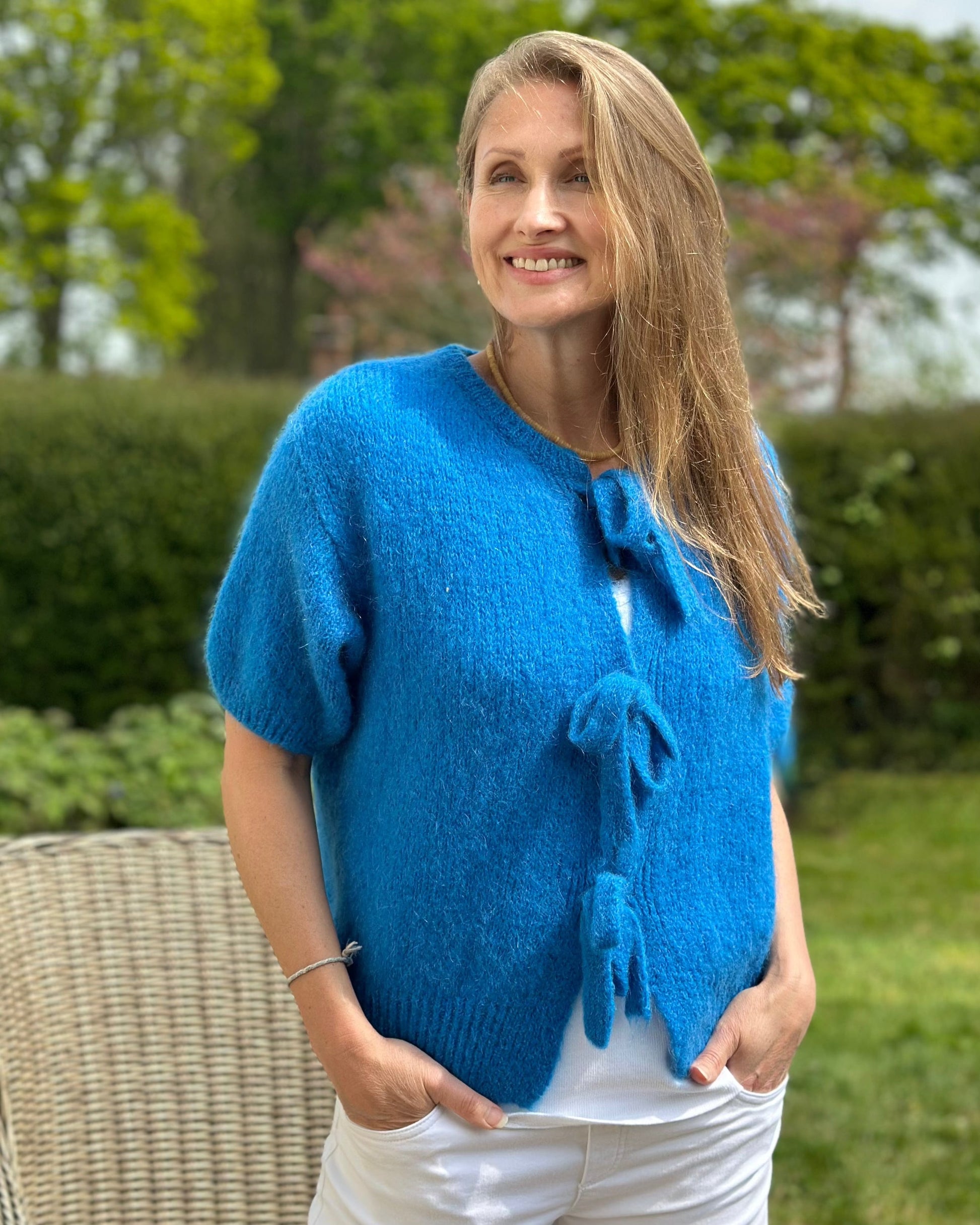 Clothing Tie-Front Mohair Cardigan - Blue