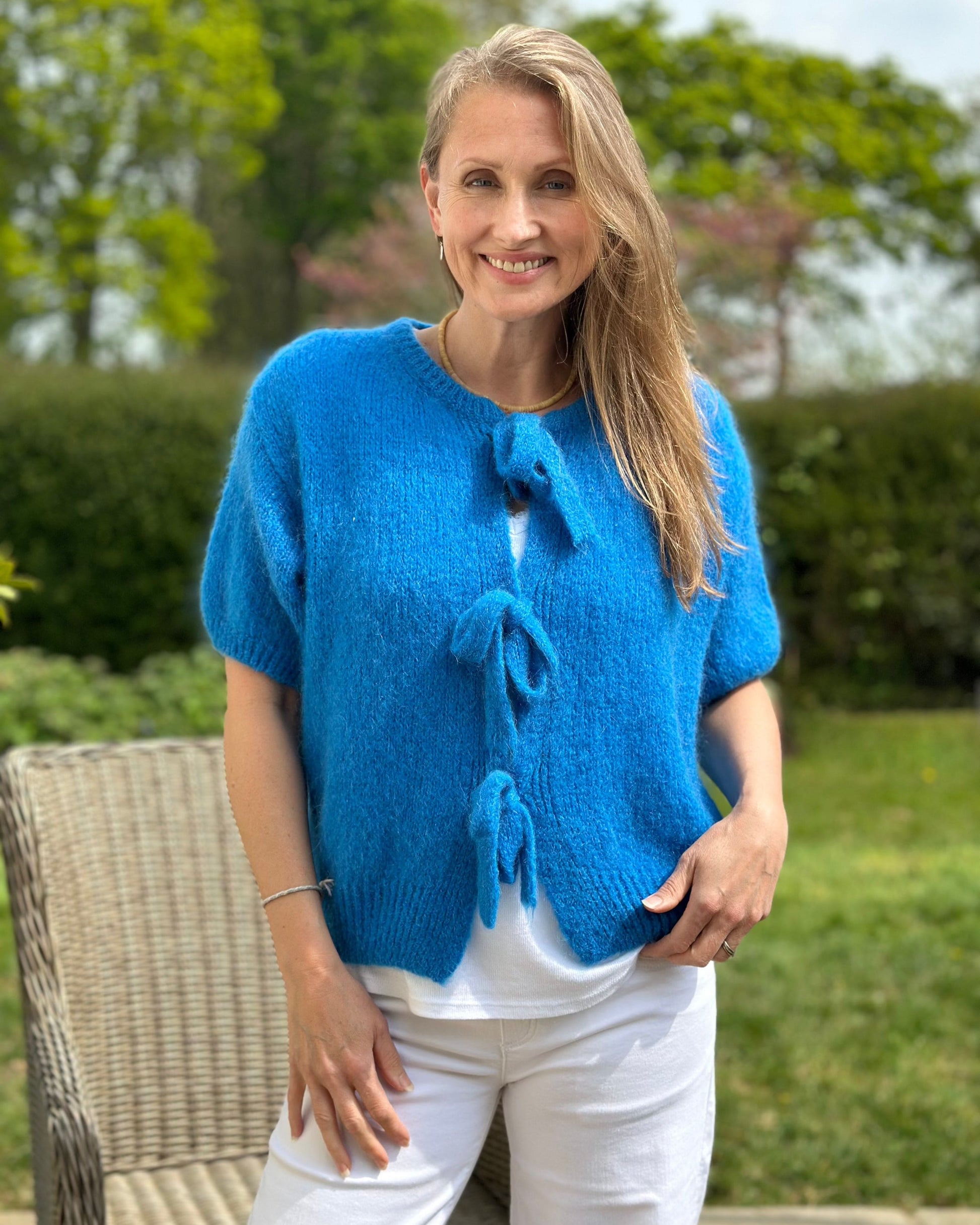 Clothing Tie-Front Mohair Cardigan - Blue