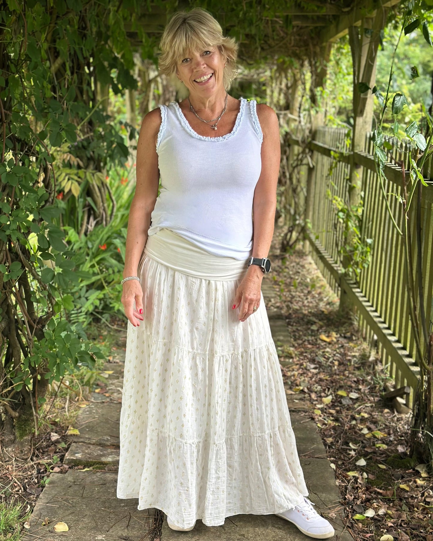 Clothing Tiered Cotton Diamond Skirt - Ivory/White