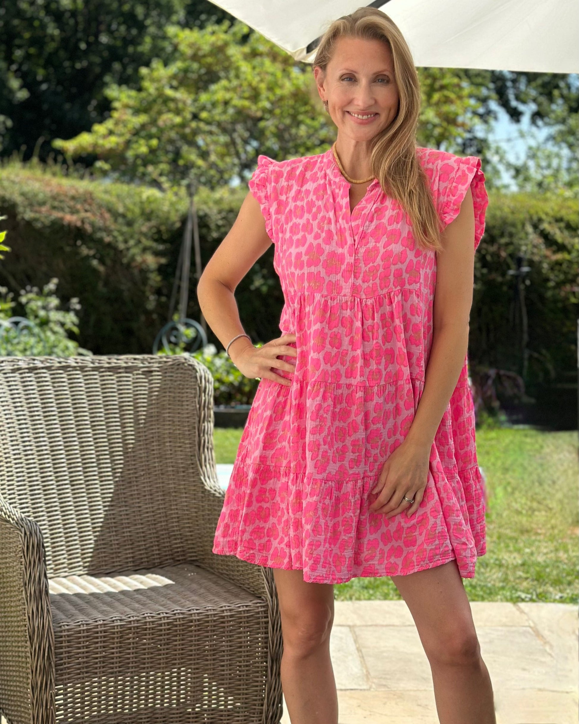 Clothing Tiered Leopard Print Dress - Pinks