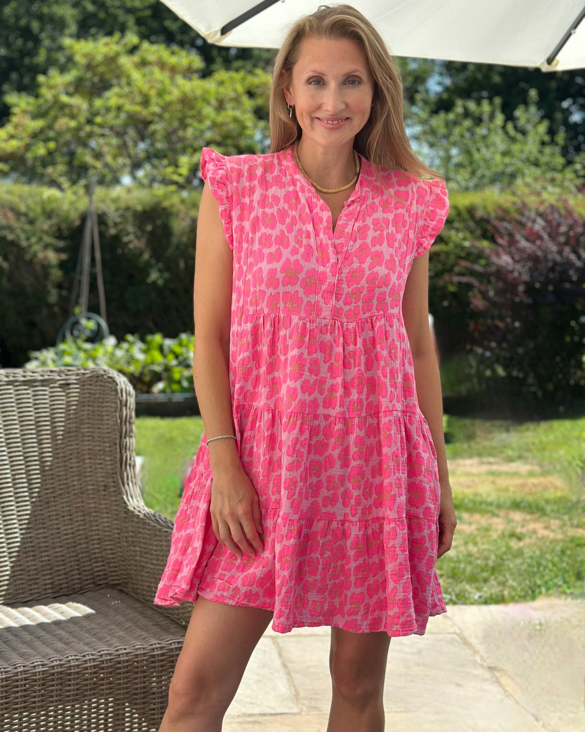 Clothing Tiered Leopard Print Dress - Pinks