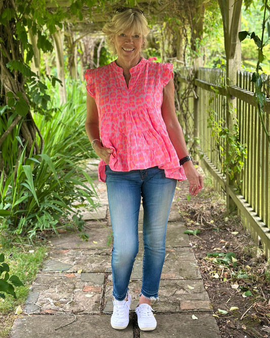 Clothing Tiered Leopard Print Top - Pinks