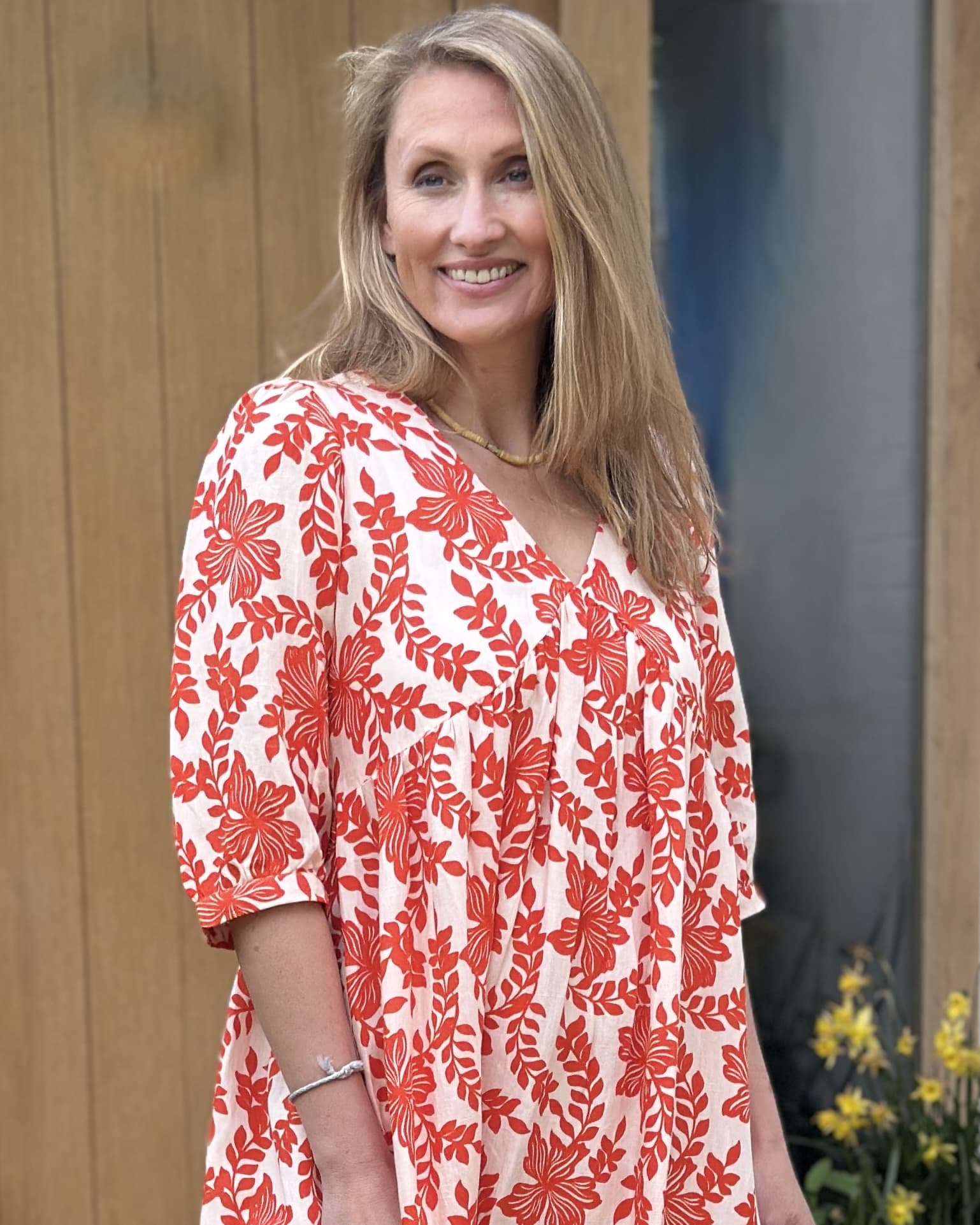 Clothing Tomato Floral Print Linen Mix Dress