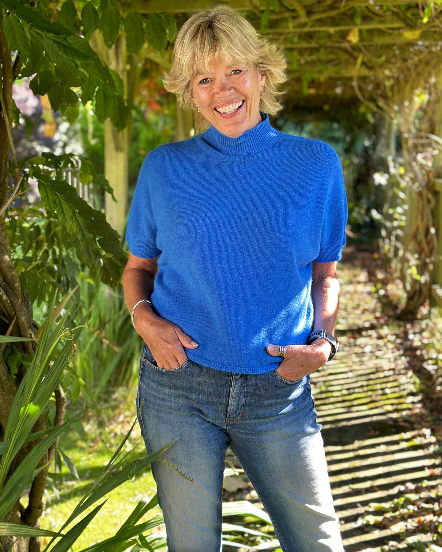 clothing Turtle Neck Short Sleeve Jumper - Cobalt Blue