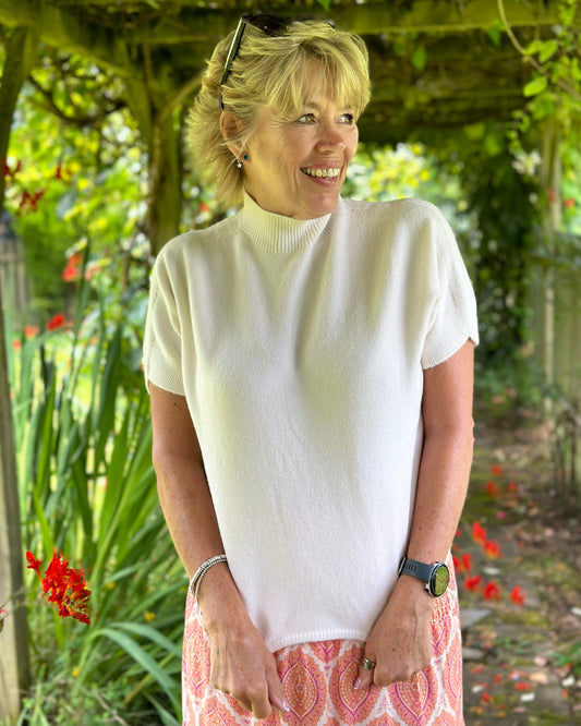 clothing Turtle Neck Short Sleeve Jumper - Cream