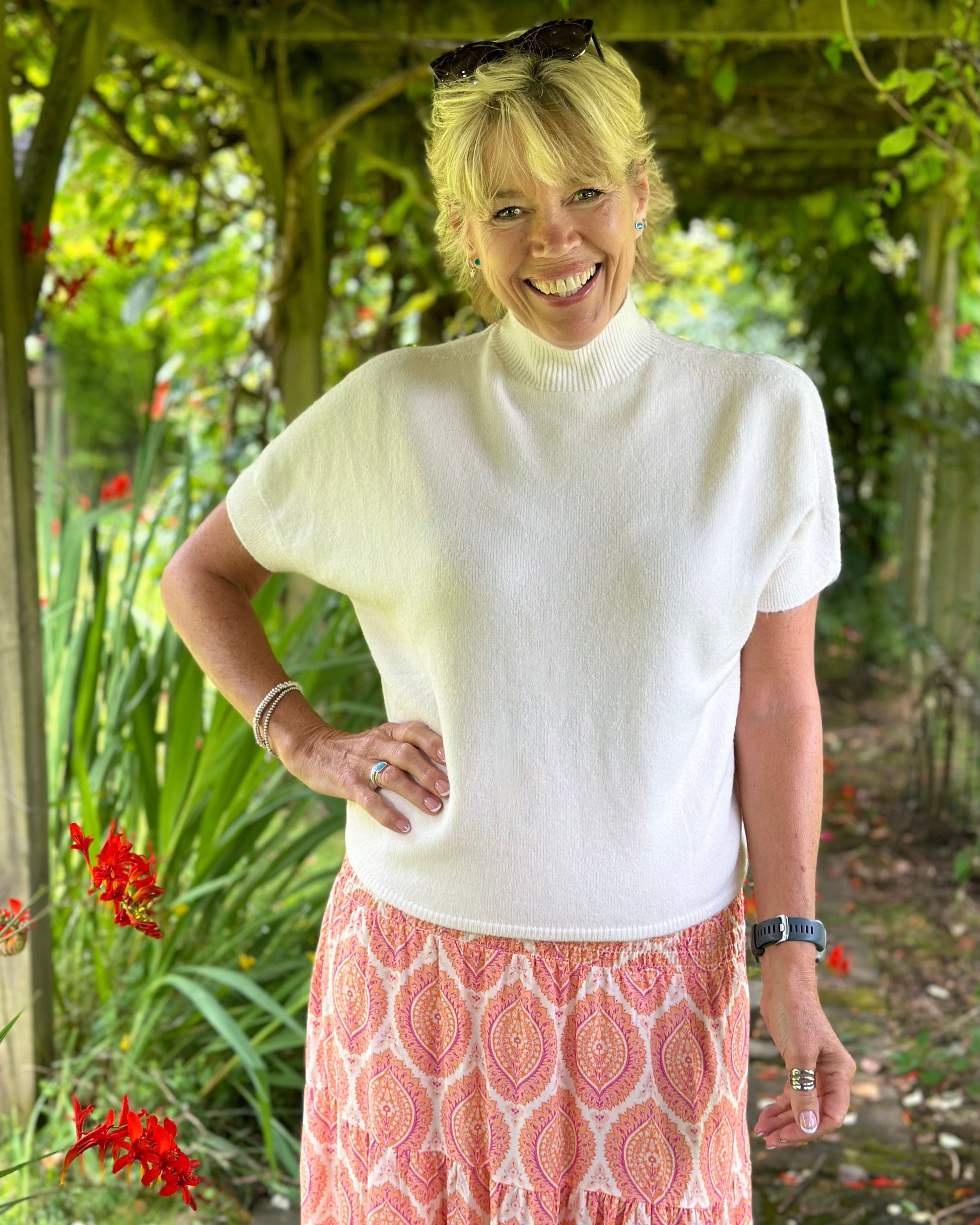 clothing Turtle Neck Short Sleeve Jumper - Cream