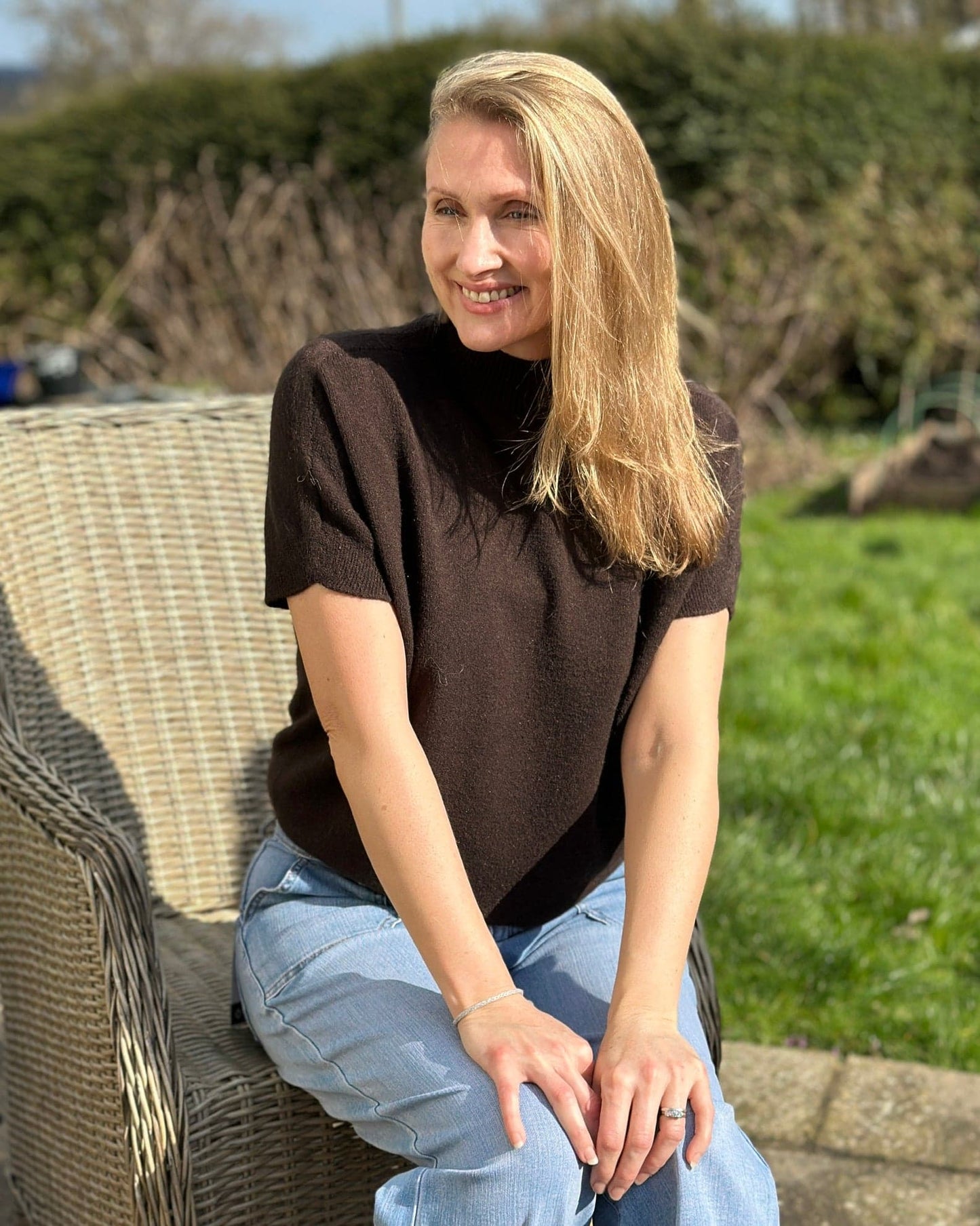 clothing Turtleneck Short Sleeve Jumper - Dark Chocolate