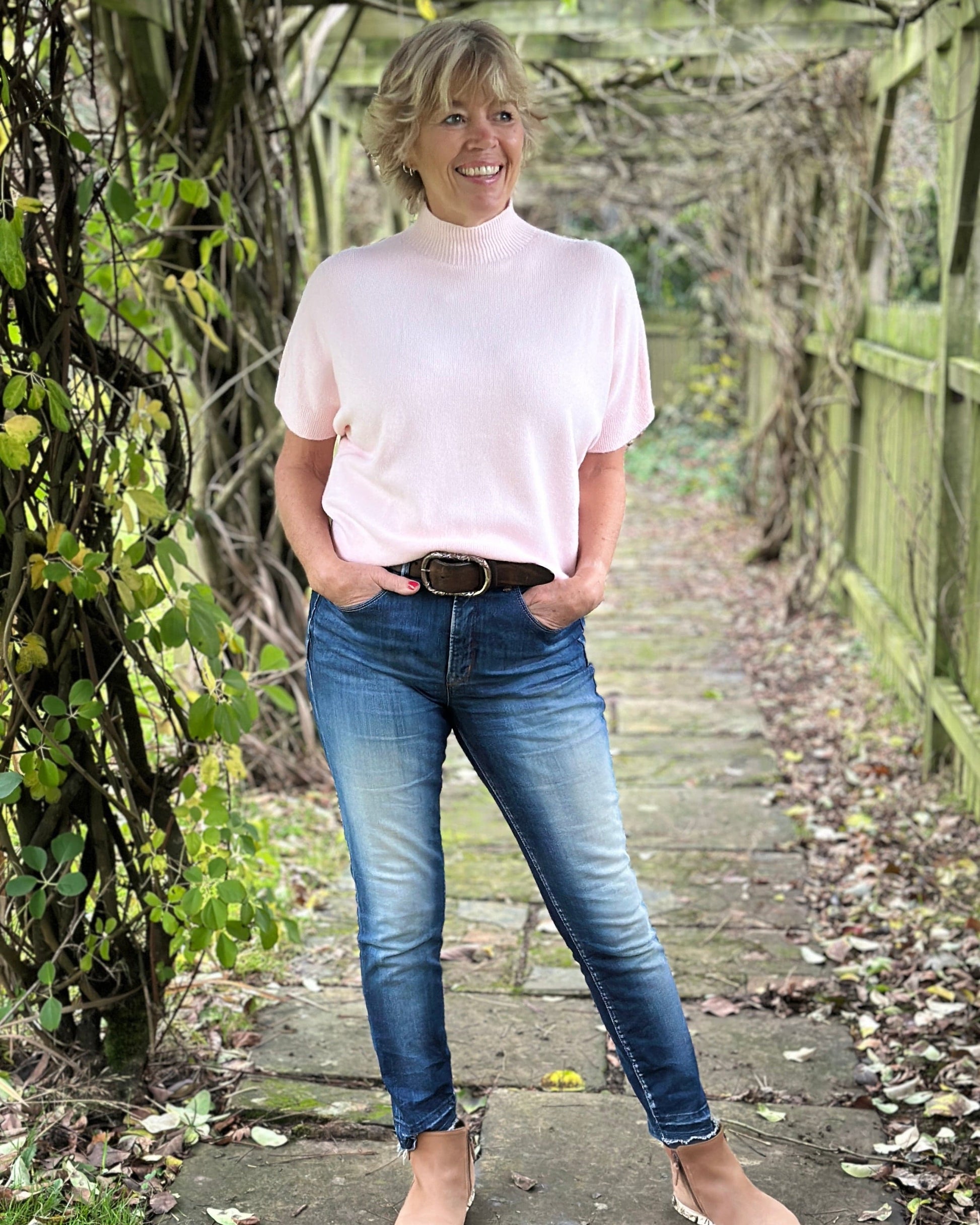 clothing Turtleneck Short Sleeve Jumper - Pale Pink