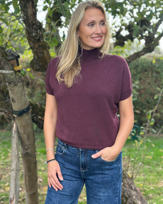 clothing Turtleneck Short Sleeve Jumper - Prune