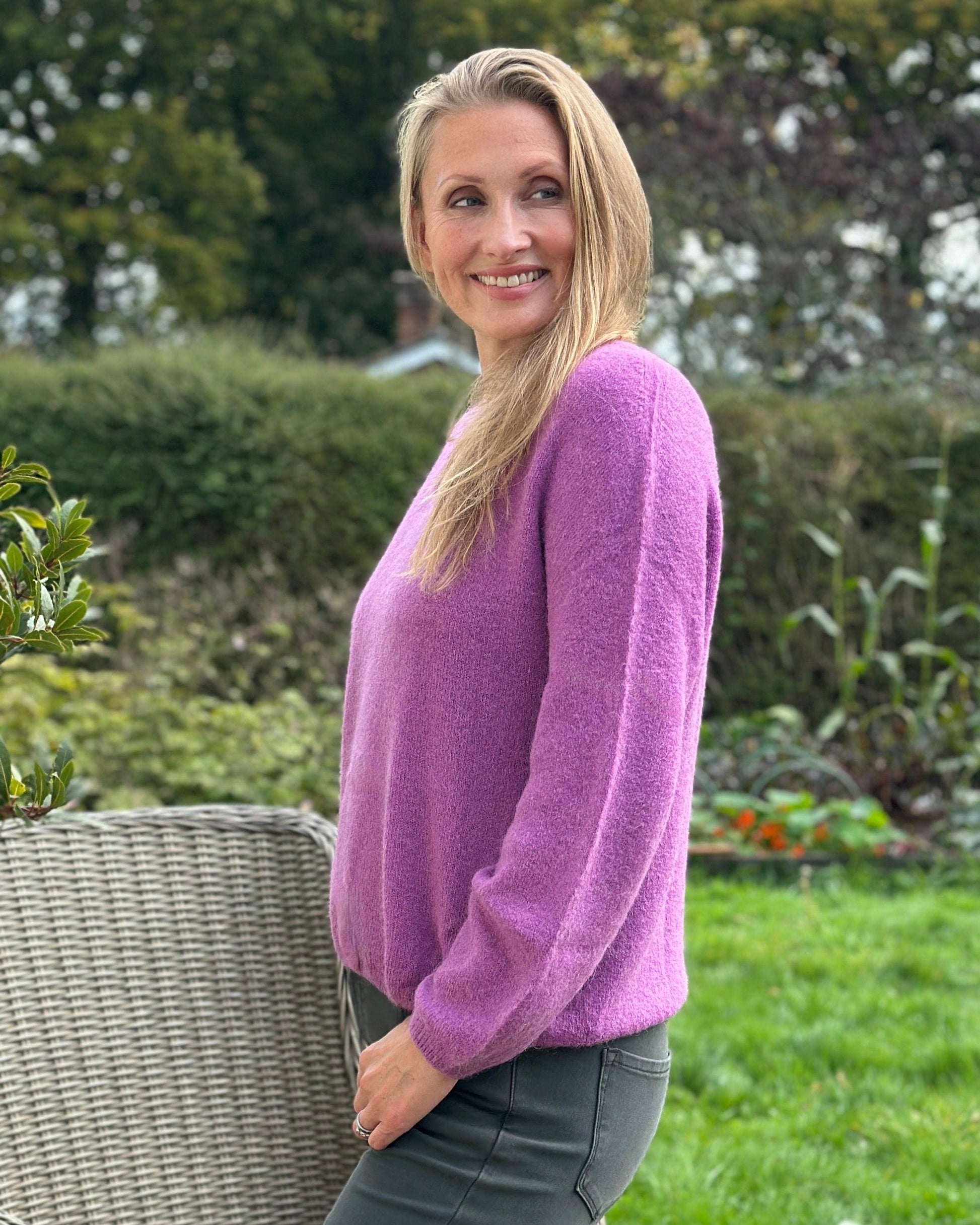 clothing V-Neck Long Sleeve Jumper - Grape