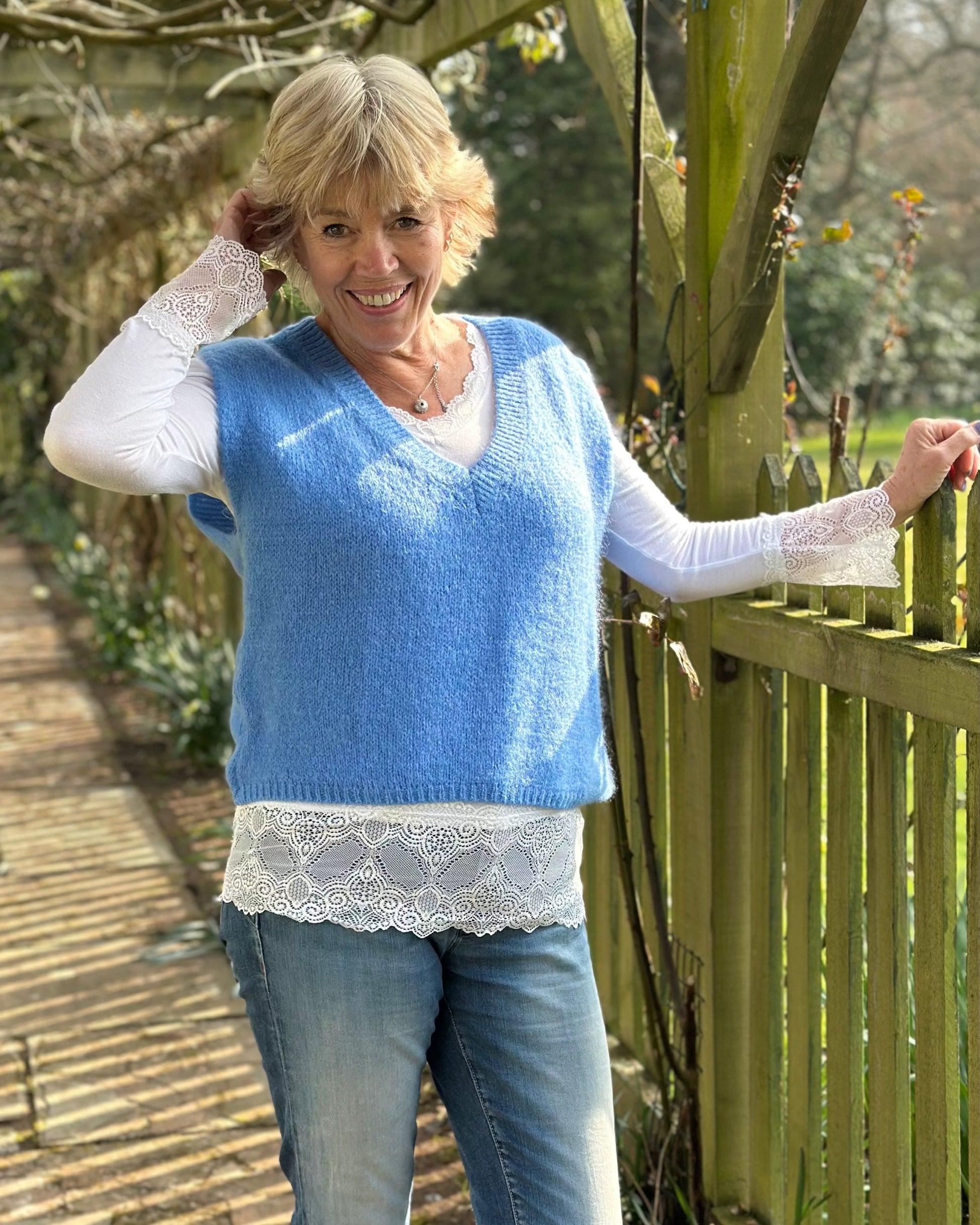 clothing V Neck Mohair Tank Top - Cornflower Blue