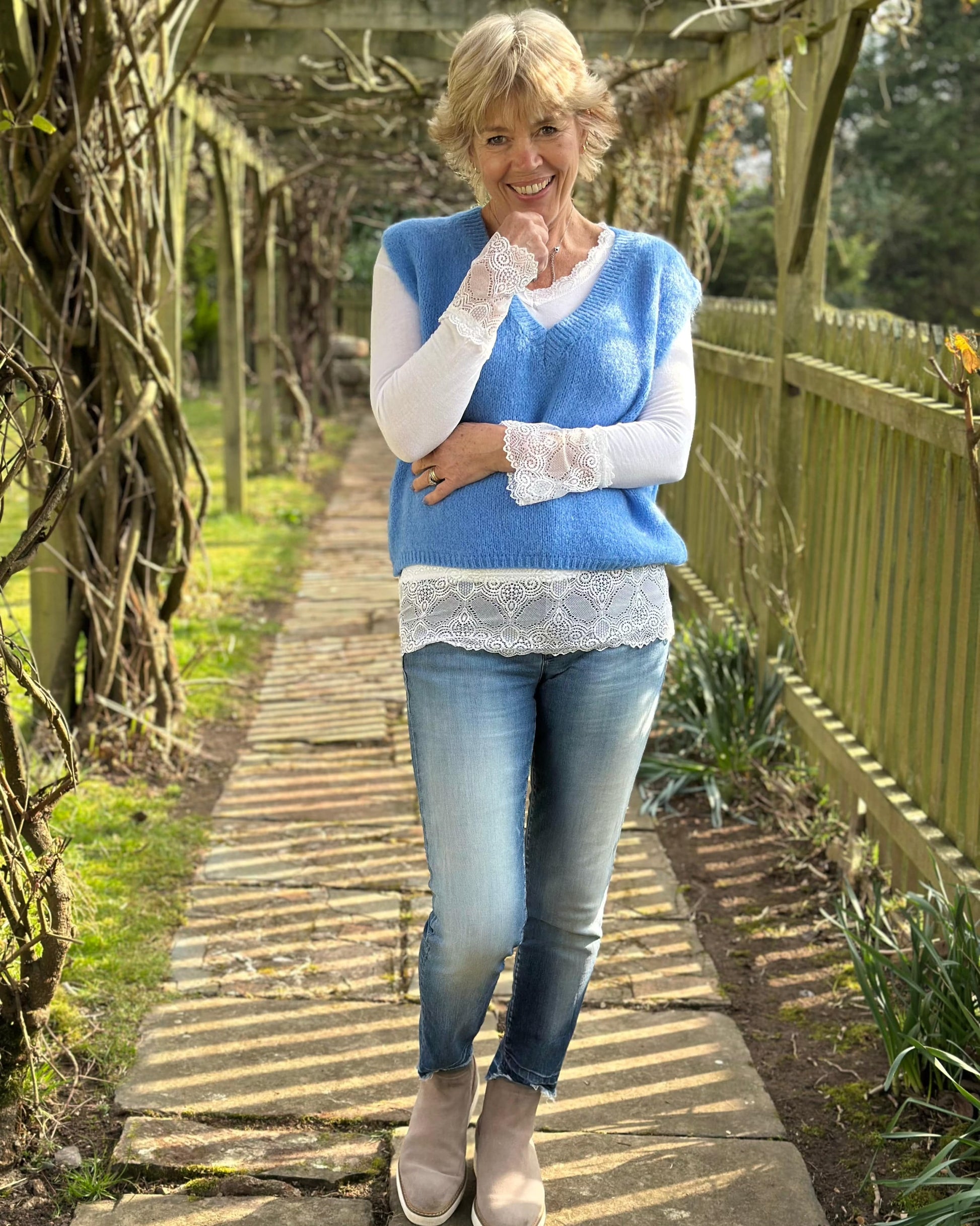 clothing V Neck Mohair Tank Top - Cornflower Blue