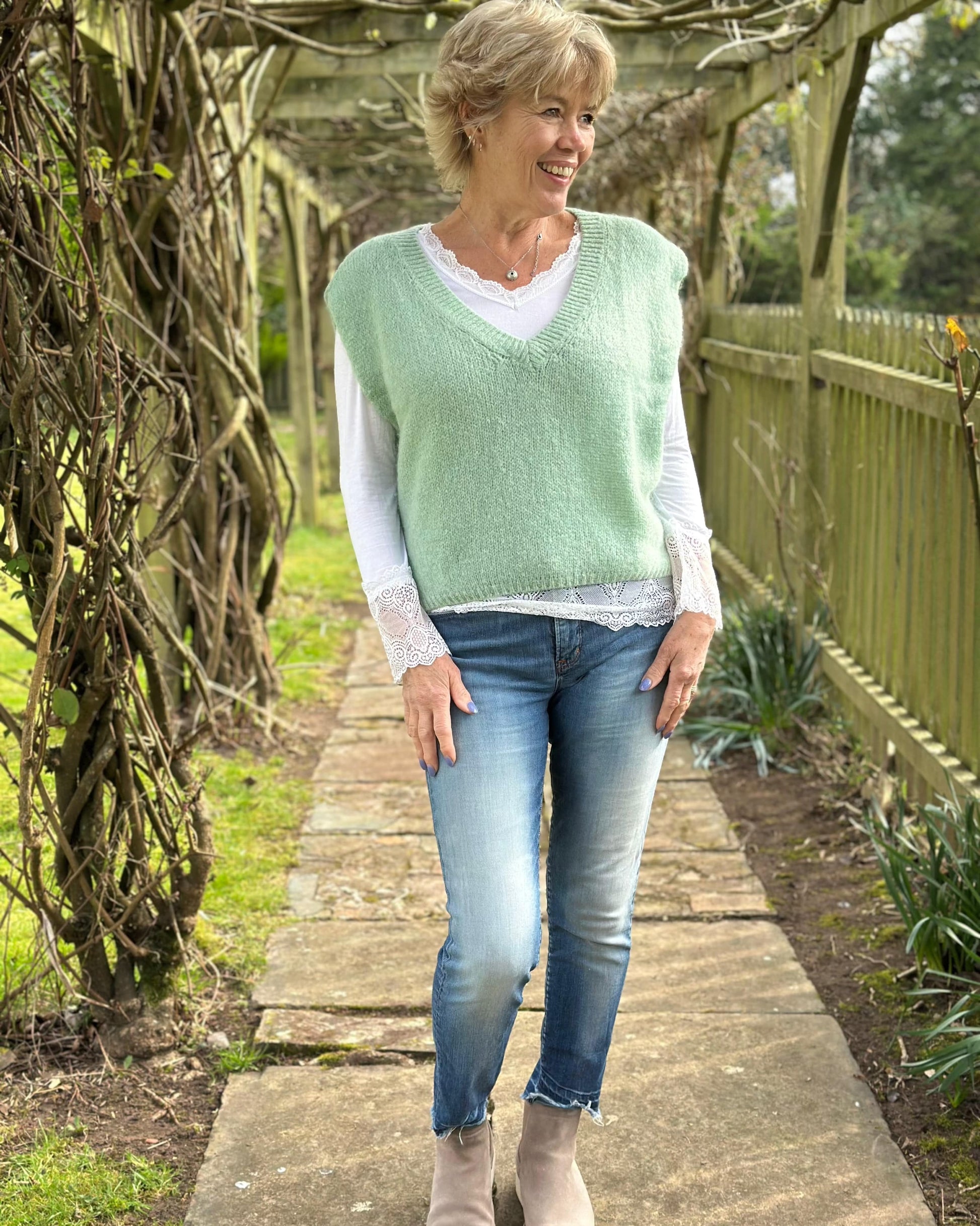 clothing V Neck Mohair Tank Top - Mint