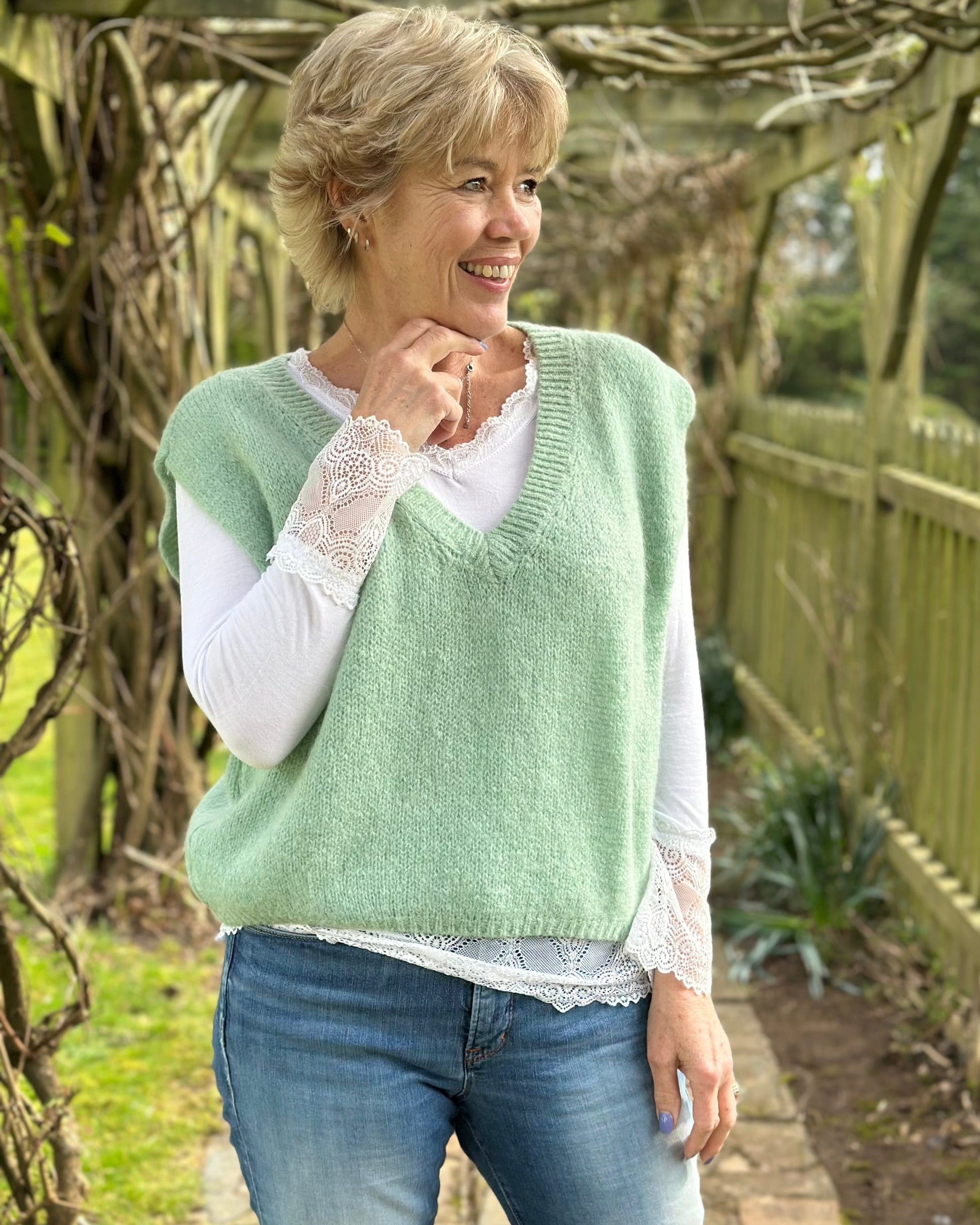 clothing V Neck Mohair Tank Top - Mint