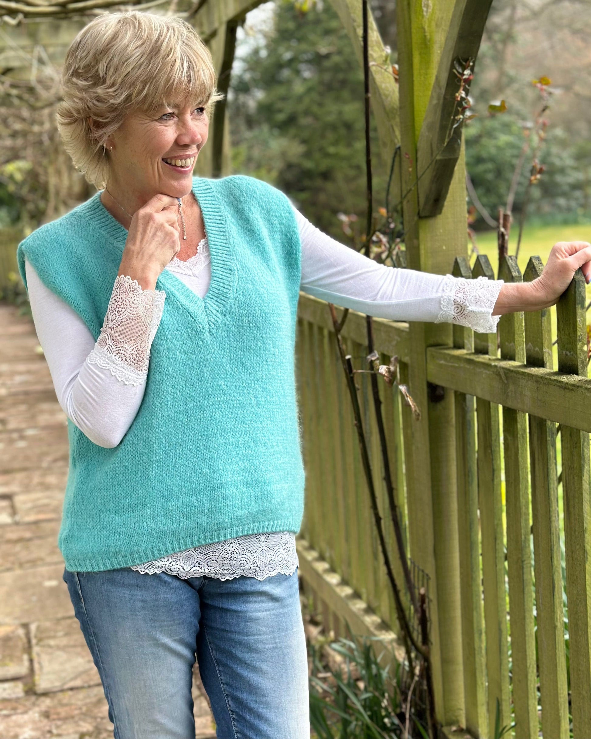 clothing V Neck Mohair Tank Top - Sea Green