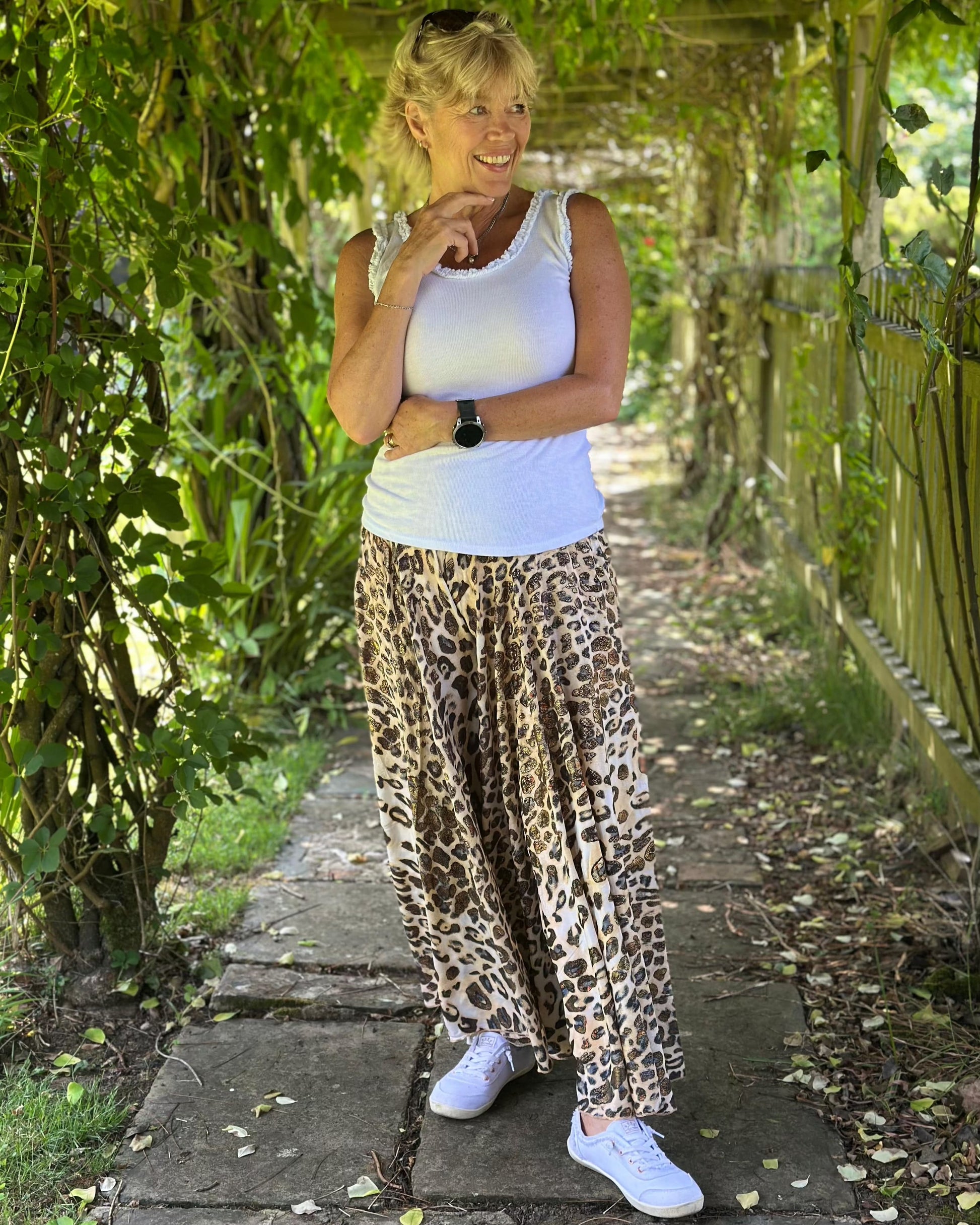 clothing Wide Leg Silk Trousers - Leopard/Navy