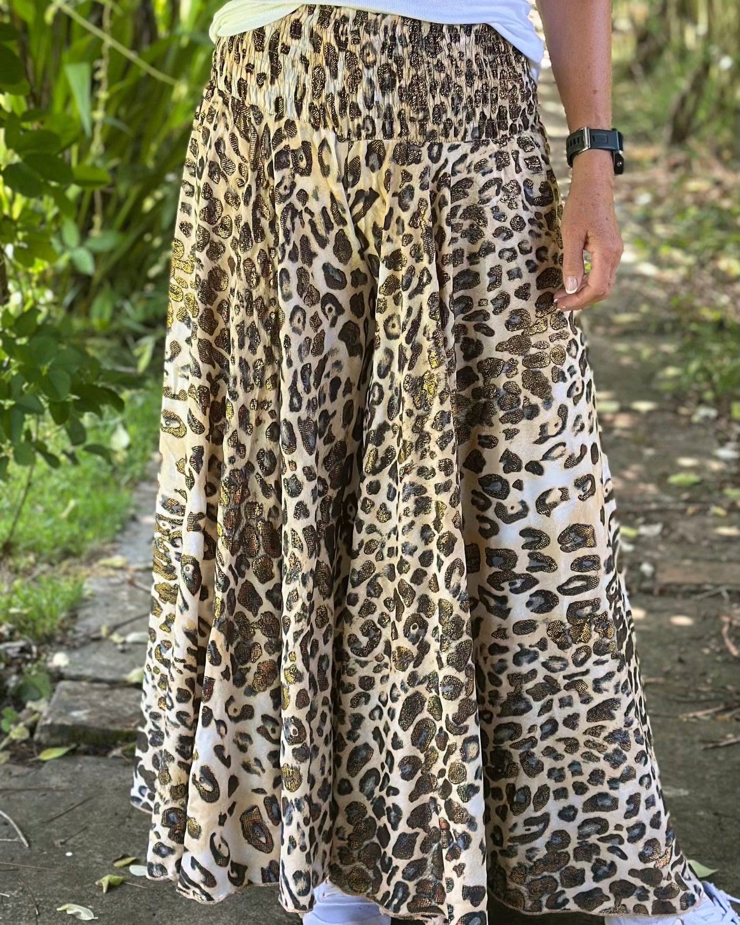 clothing Wide Leg Silk Trousers - Leopard/Navy