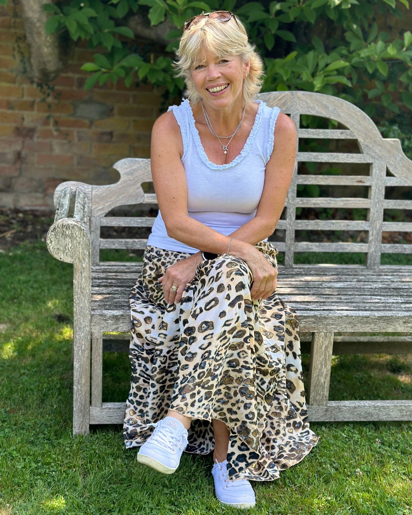 clothing Wide Leg Silk Trousers - Leopard/Navy