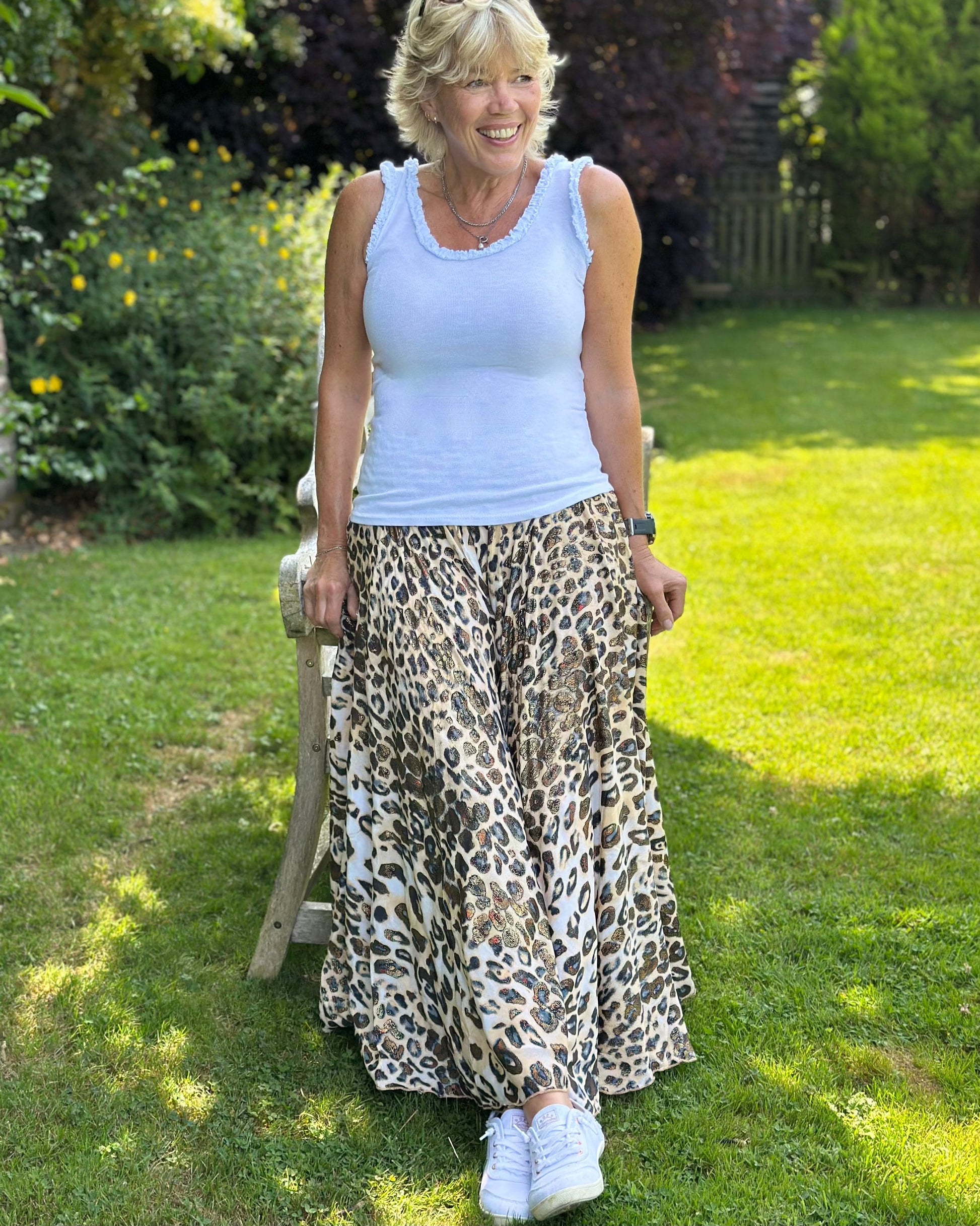 clothing Wide Leg Silk Trousers - Leopard/Navy