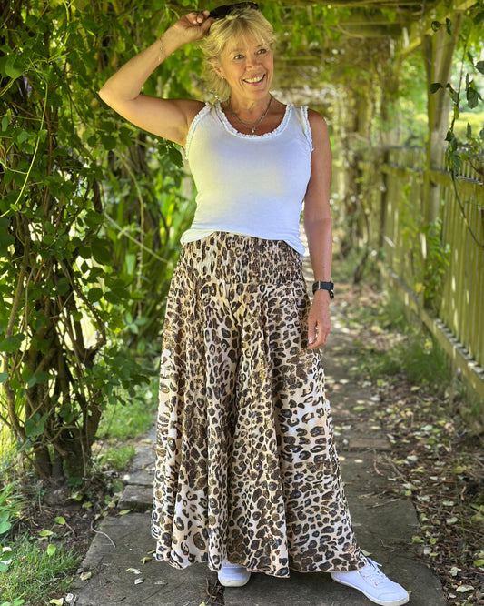 clothing Wide Leg Silk Trousers - Leopard/Navy