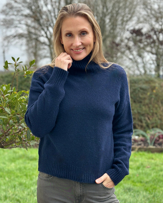 Clothing Wool Mix Turtle Neck Jumper - Navy