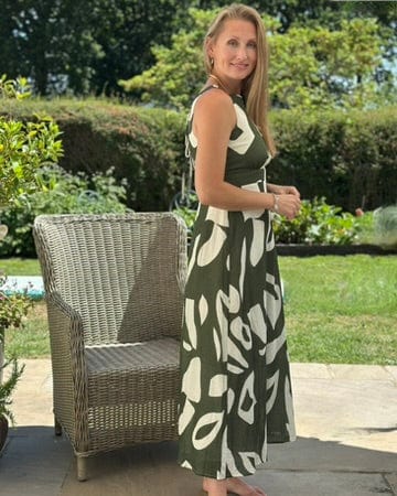 Clothing Yumi Abstract Print Pure Cotton Dress - Green