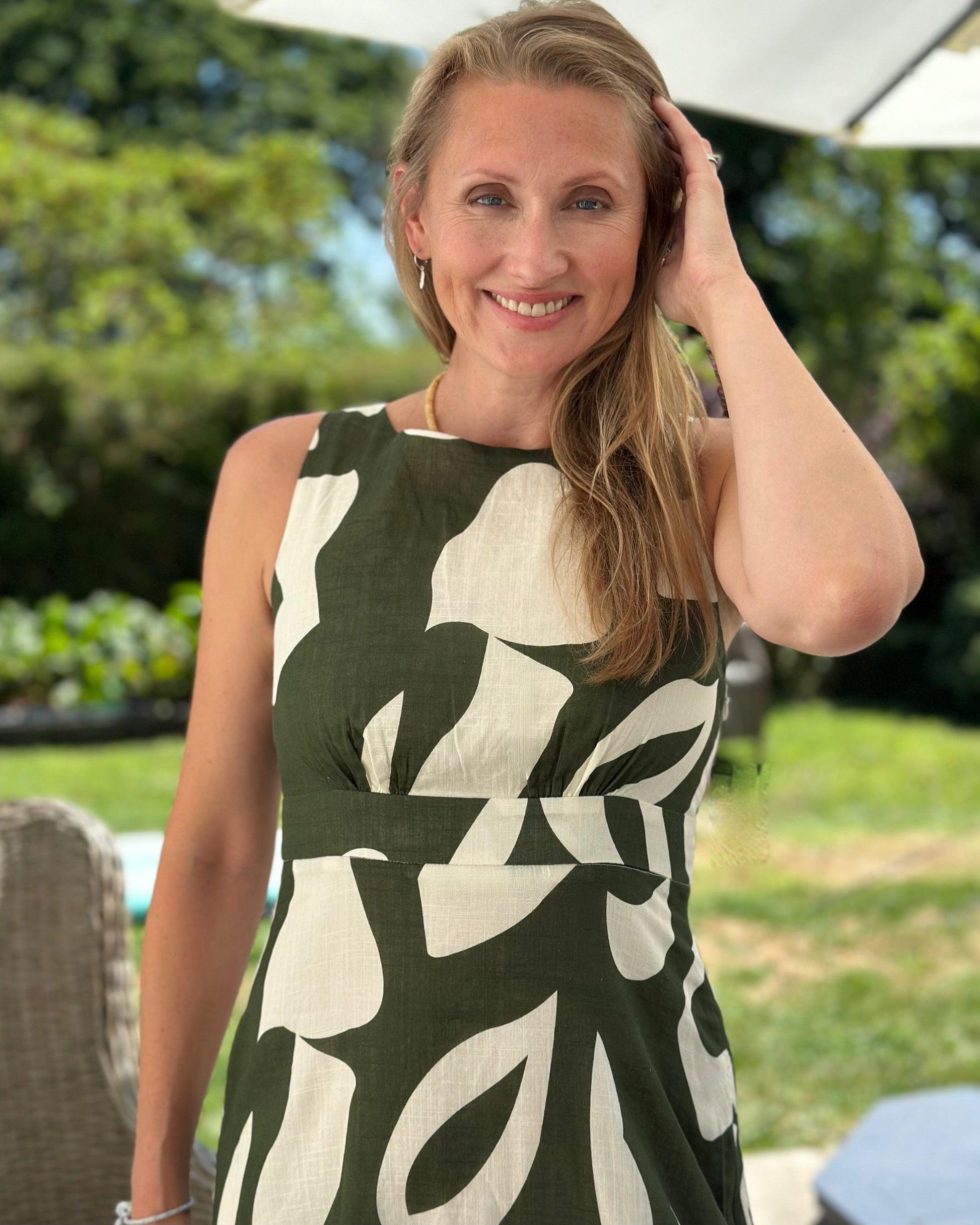 Clothing Yumi Abstract Print Pure Cotton Dress - Green