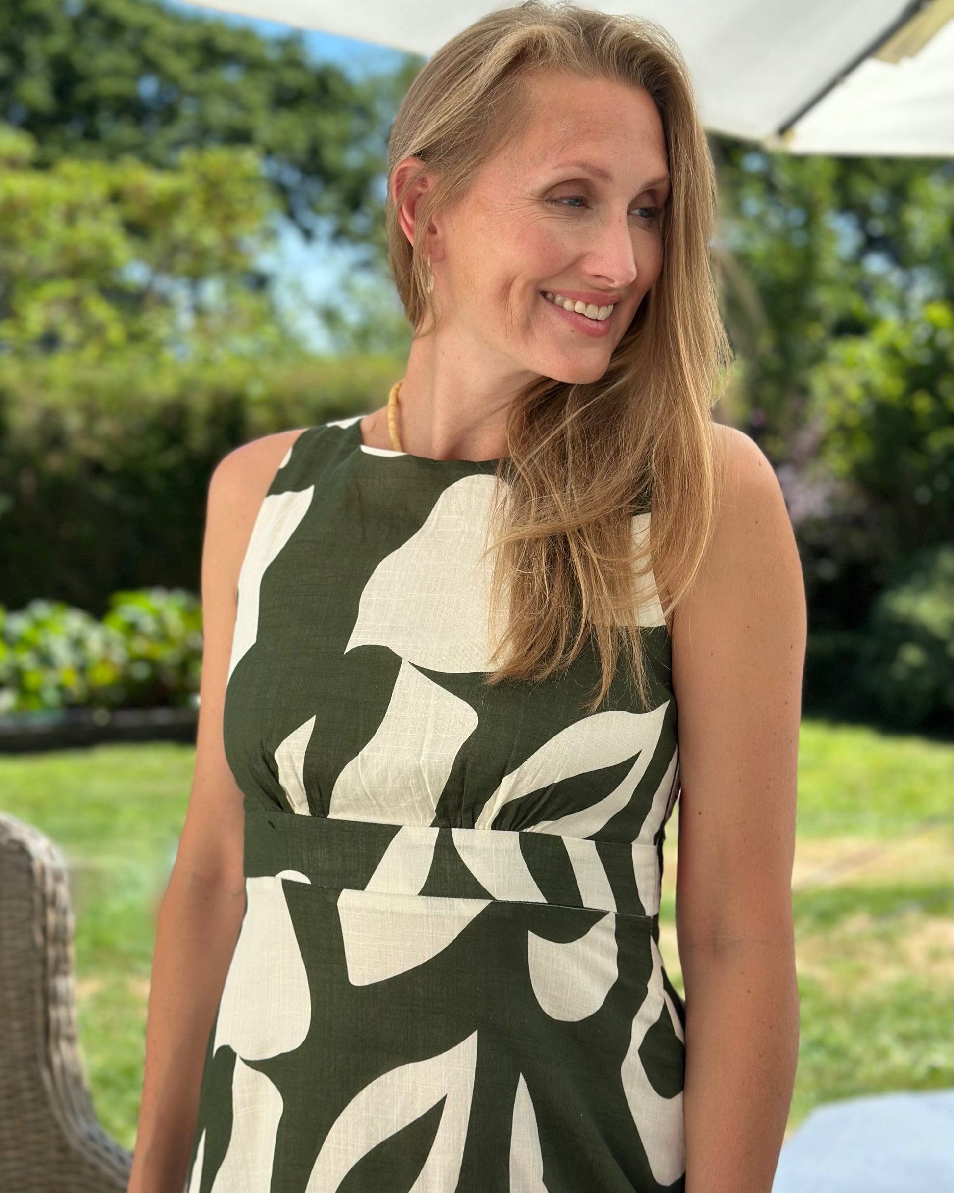 Clothing Yumi Abstract Print Pure Cotton Dress - Green