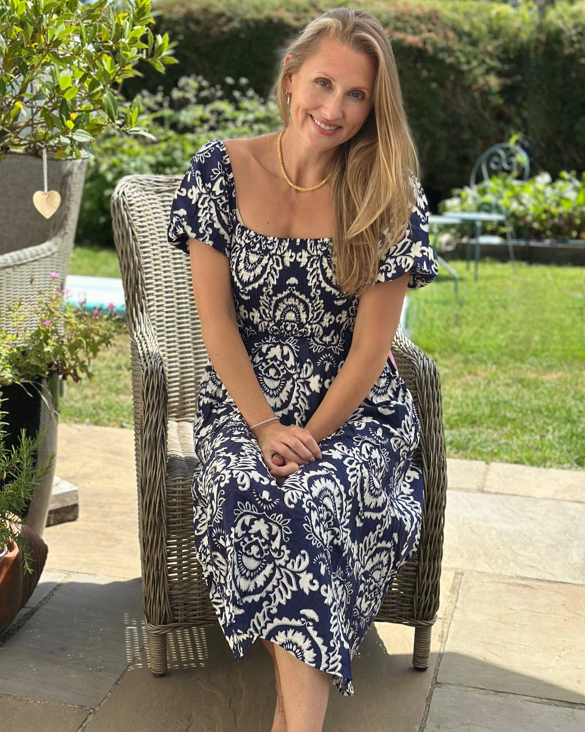 Clothing Yumi Aztec Print Ruched Dress - Navy