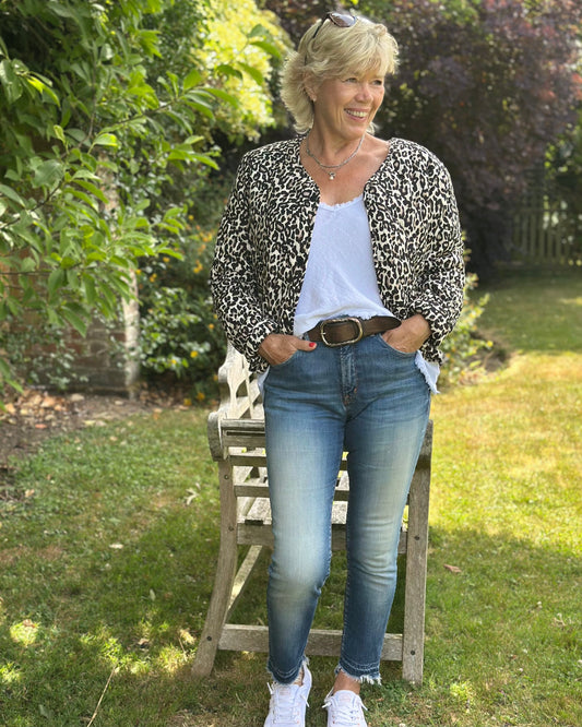 Clothing Yumi Quilted Leopard Print Jacket - Brown/Black