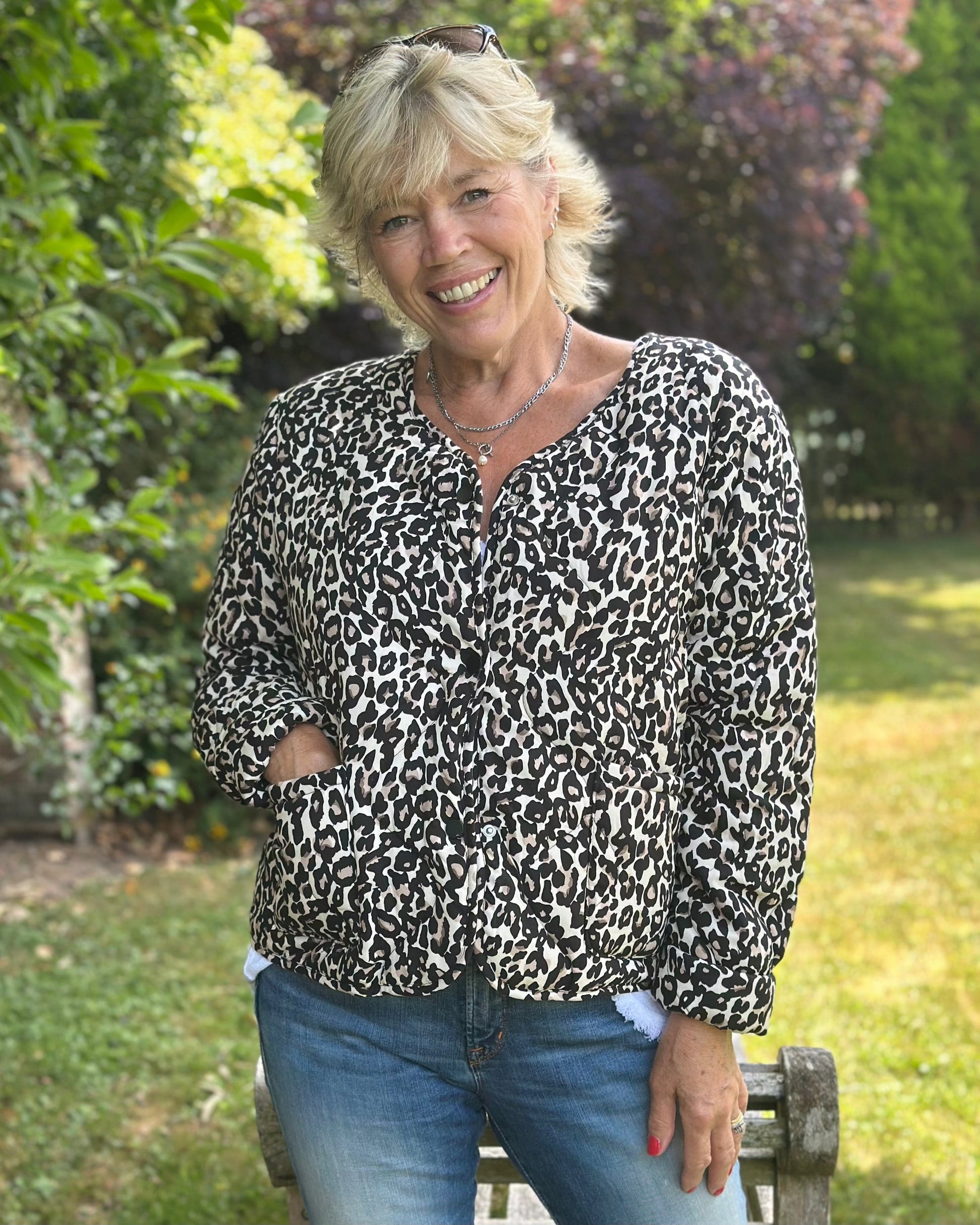 Clothing Yumi Quilted Leopard Print Jacket - Brown/Black