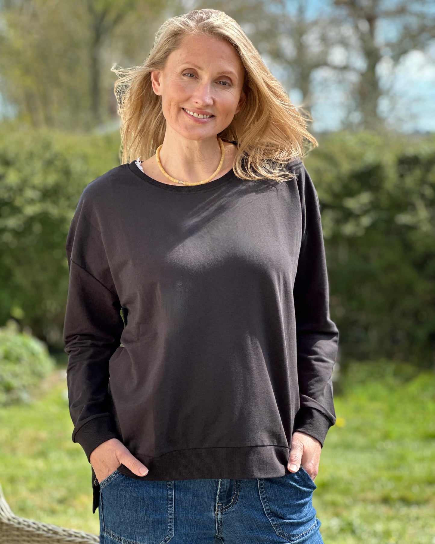 clothing Zip Detail Summer Sweatshirt - Black