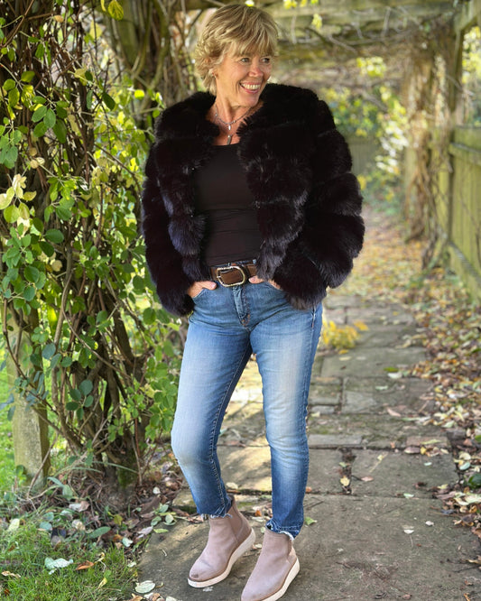 Faux Fur Short Jacket - Black
