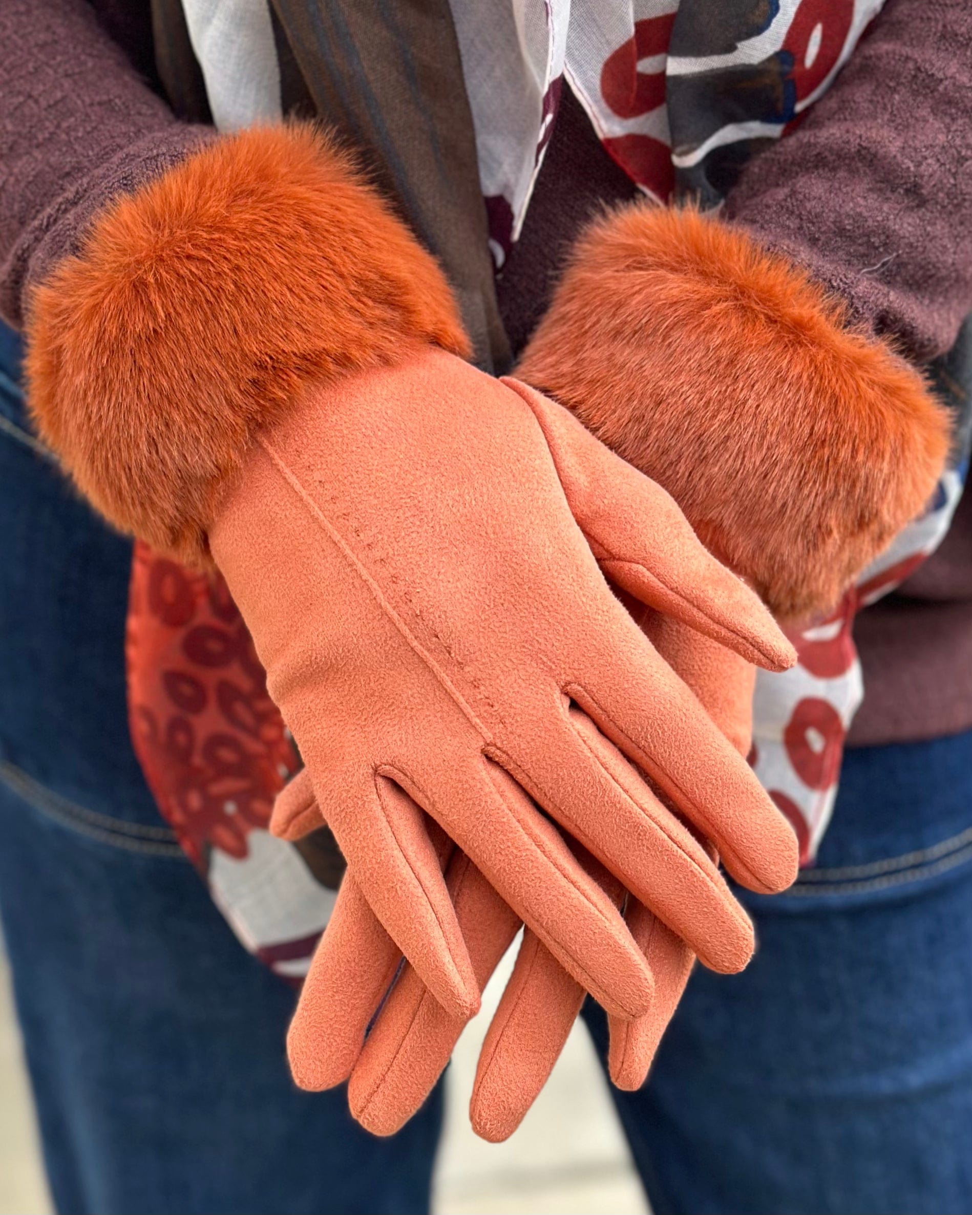 Gloves Faux Suede Gloves - Sienna