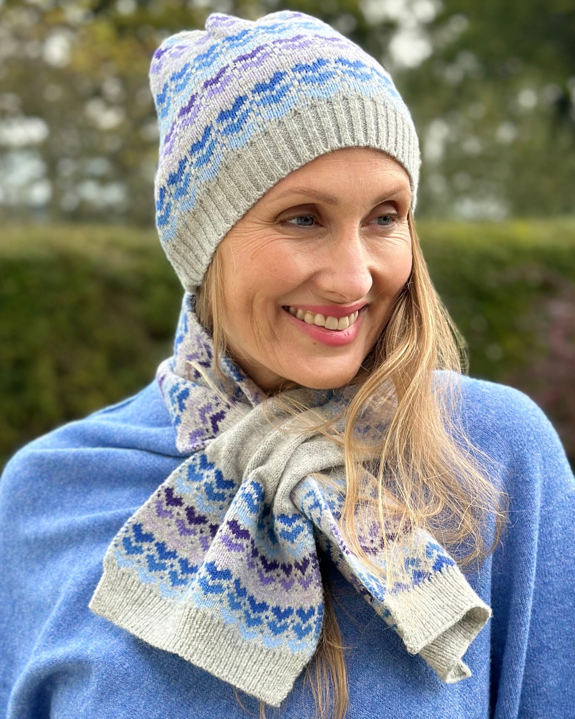 Hats Blue Hearts Mix Pull Through Scarf