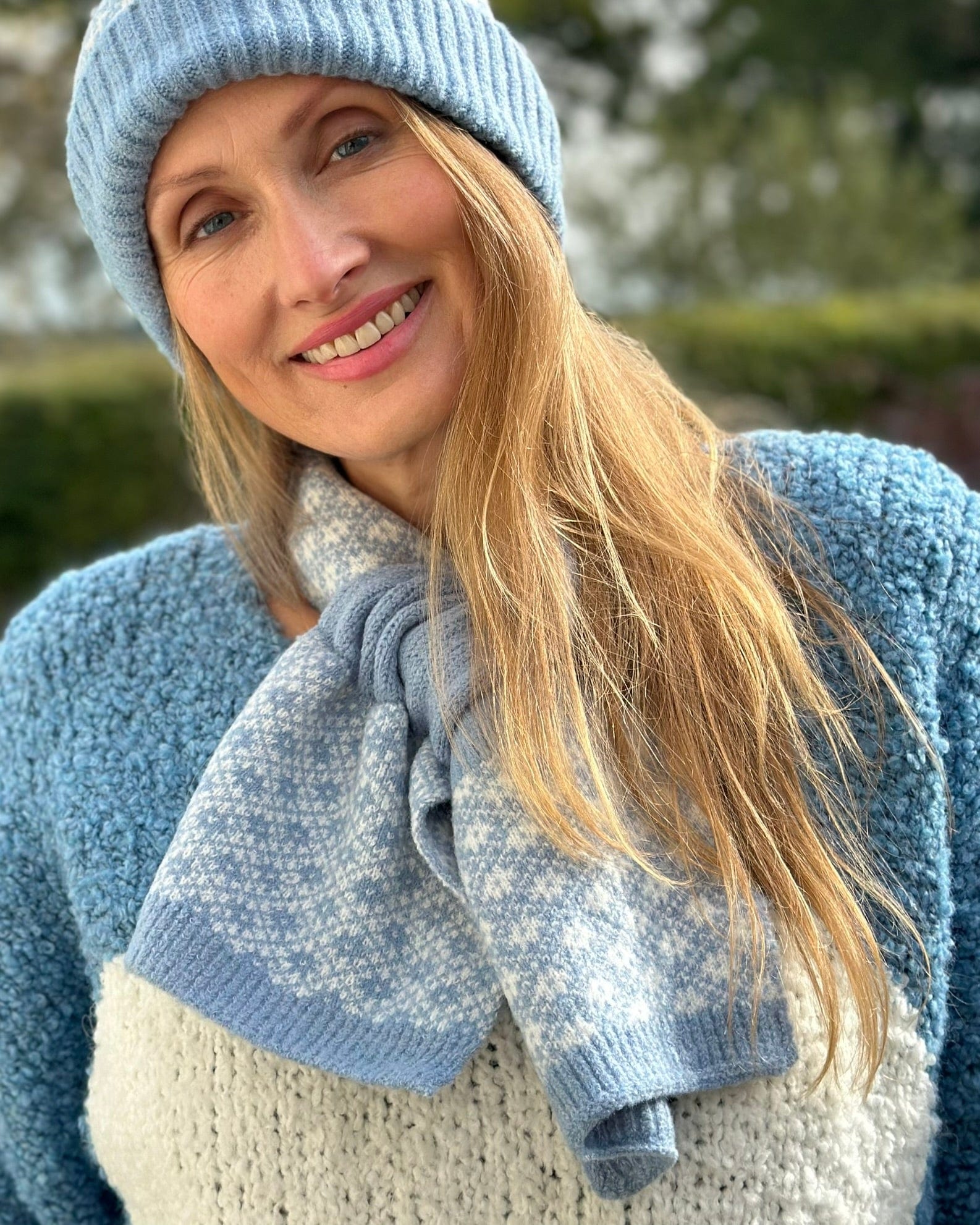 Hats Scandi Pattern Pull Through Scarf - Pale Blue