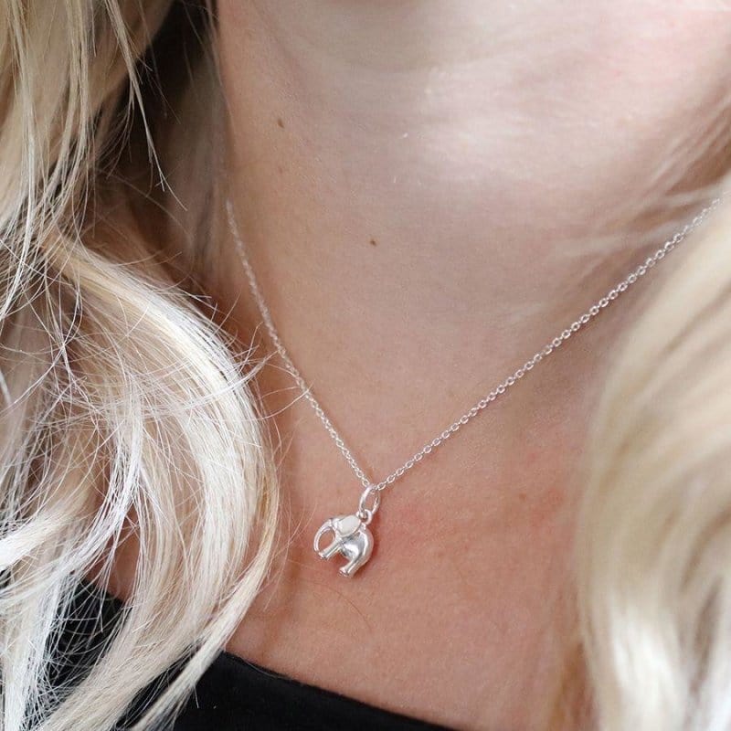 jewellery Sterling Silver Elephant Charm Necklace - 16" Chain