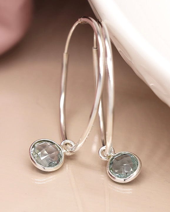 jewellery Sterling Silver Hoops And Blue Topaz Gemstone